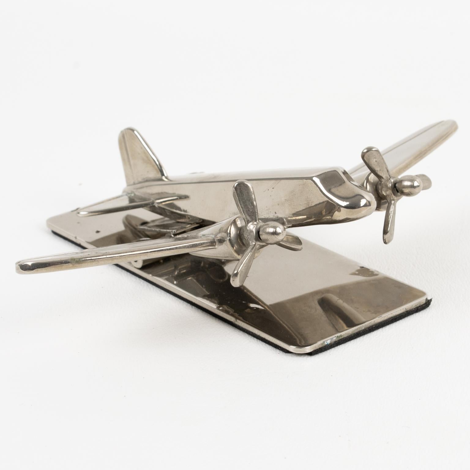 Mid-20th Century 1960s Mid-Century Modernist Chrome Airplane Model Paper Clip