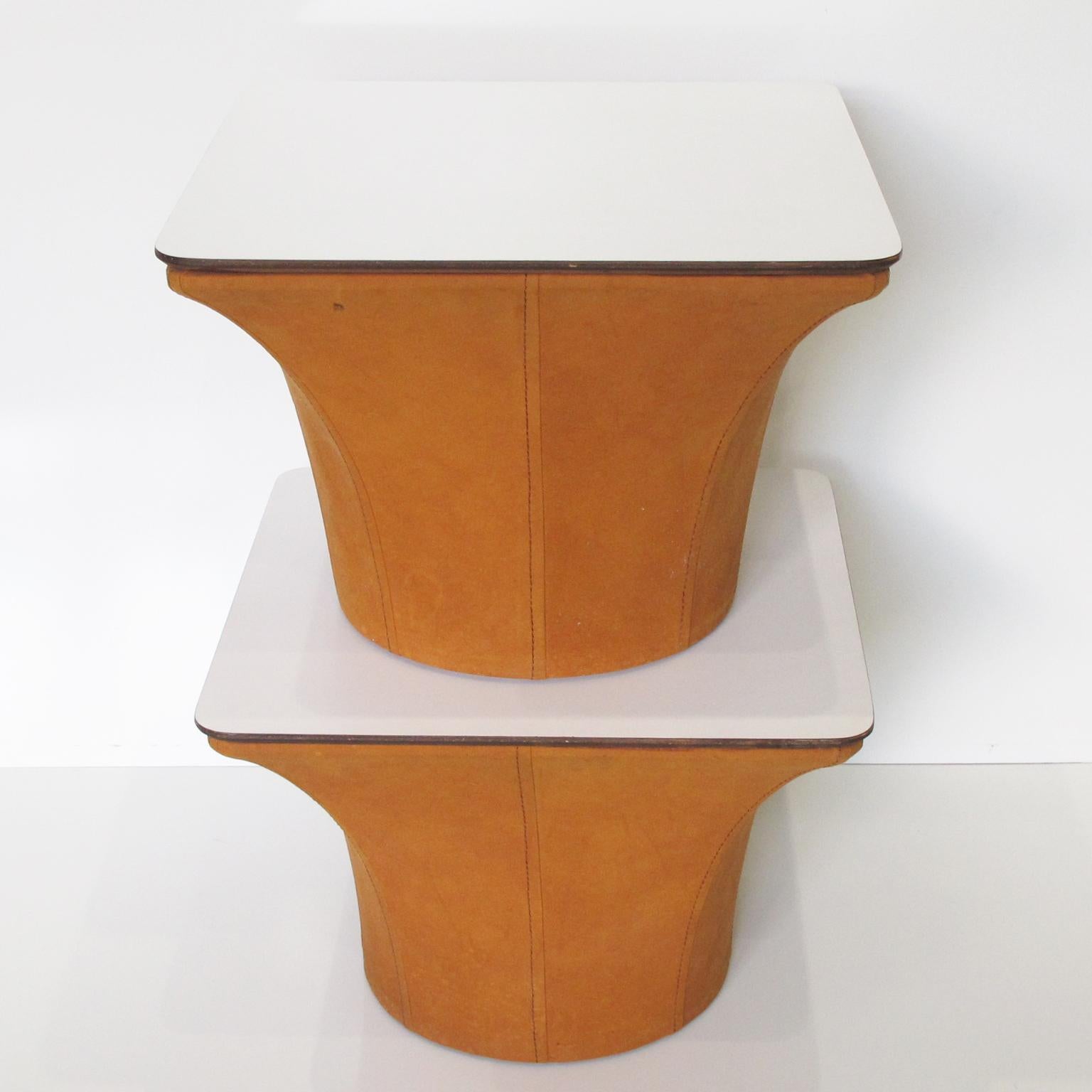 Fabric 1960s Mid-Century Modernist Pair of Side or Coffee Table Mushroom Model