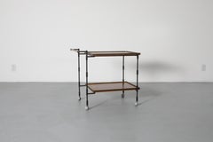 Mid-Century Modernist Teak, Iron, and Brass Rolling Cart by Ilse Möbel, 1960s