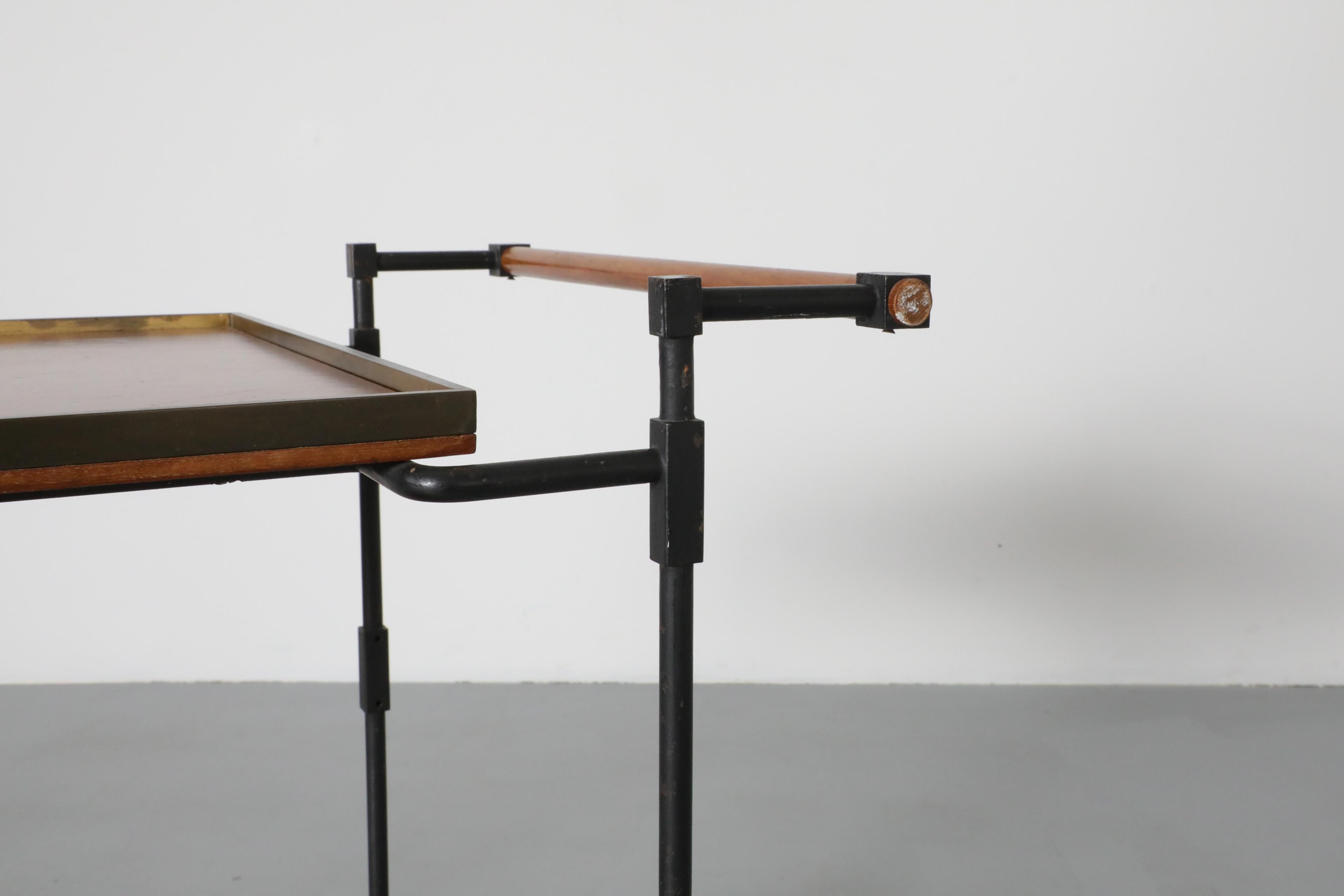 1960's, Mid-Century Modernist Teak, Iron, and Brass Rolling Cart by Ilse Möbel For Sale 4