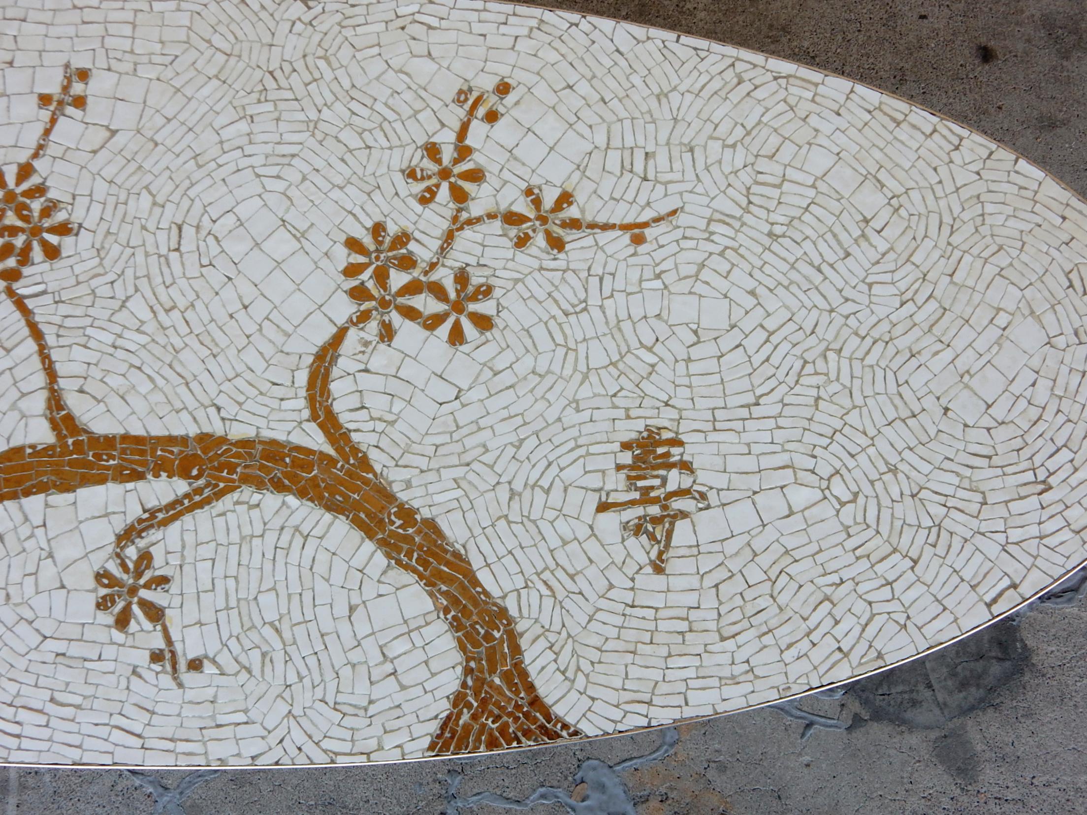 Brass 1960s Midcentury Mosaic Art Coffee Table