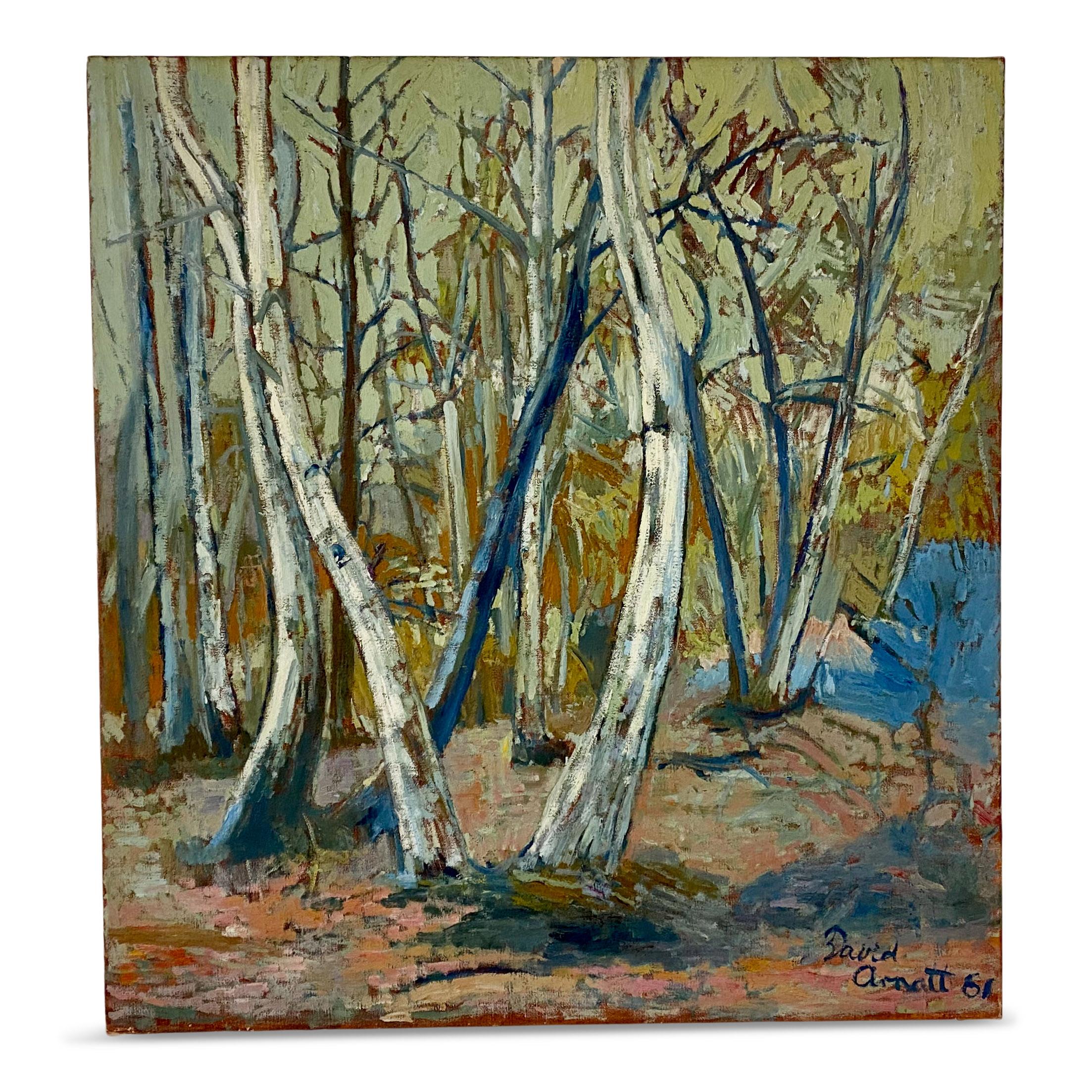 1960s Mid-Century Painting of Trees For Sale 3