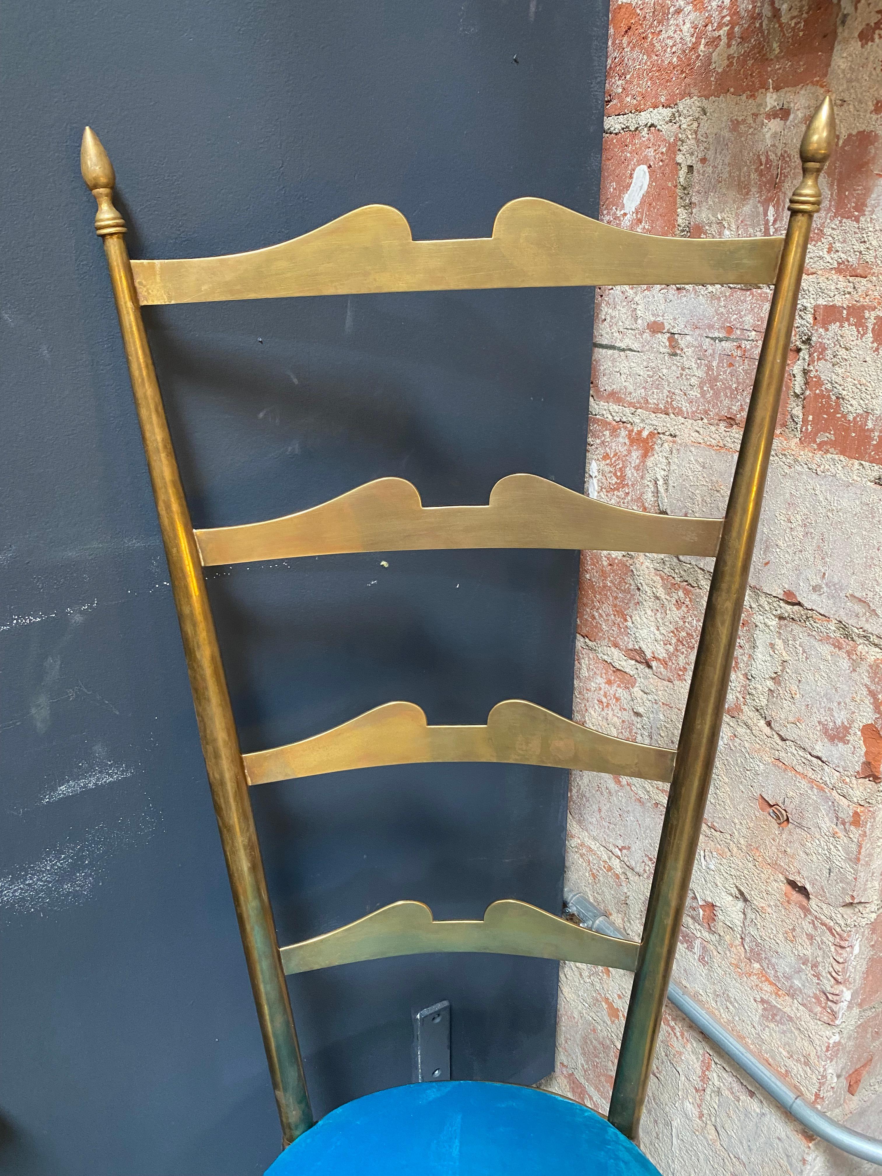 Mid-Century Modern 1960s, Mid-Century Pair of 6 Brass Dining Chairs For Sale