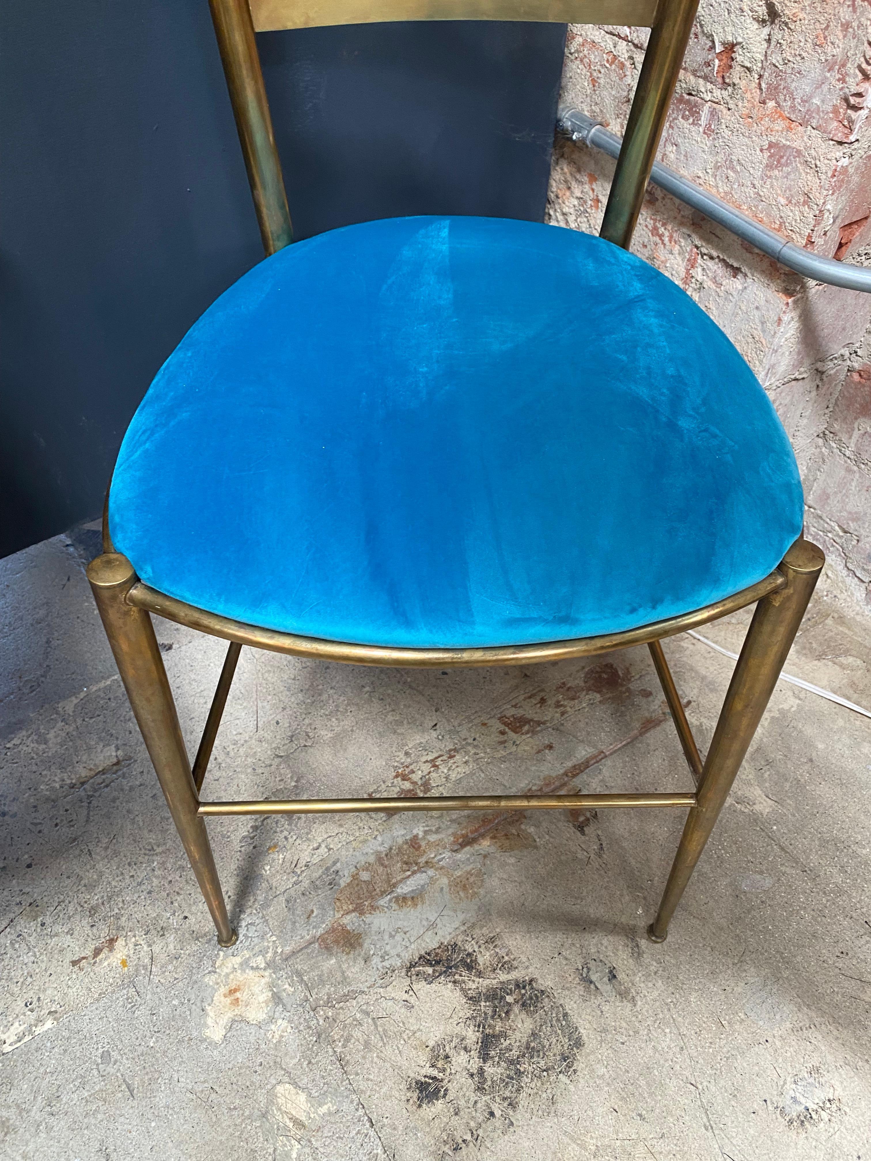 1960s, Mid-Century Pair of 6 Brass Dining Chairs In Good Condition For Sale In Los Angeles, CA