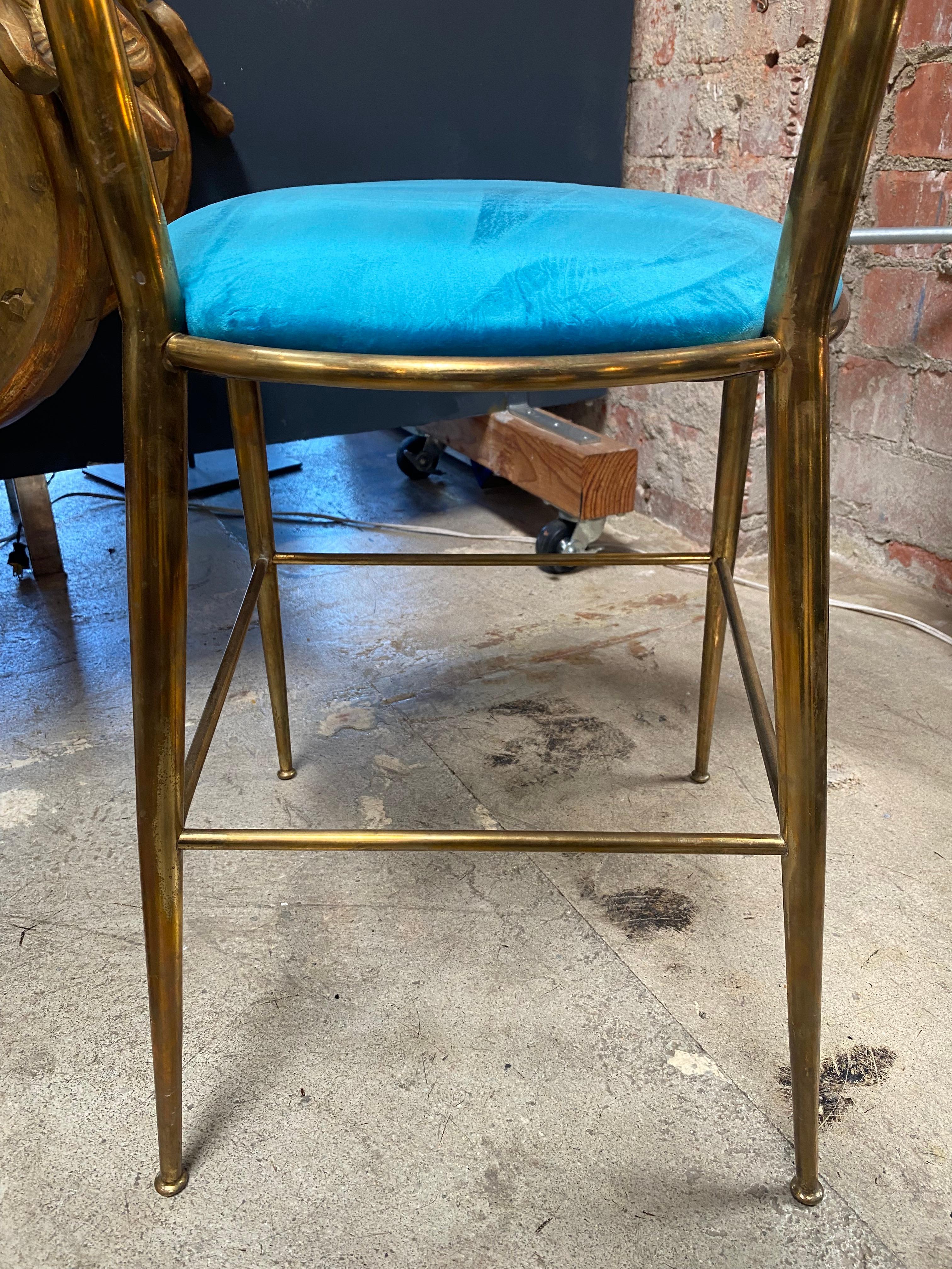 1960s, Mid-Century Pair of 6 Brass Dining Chairs For Sale 1