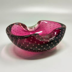 1960s Mid-century Pink Ashtray or Catchall in Bullicante Murano Glass by Flavio
