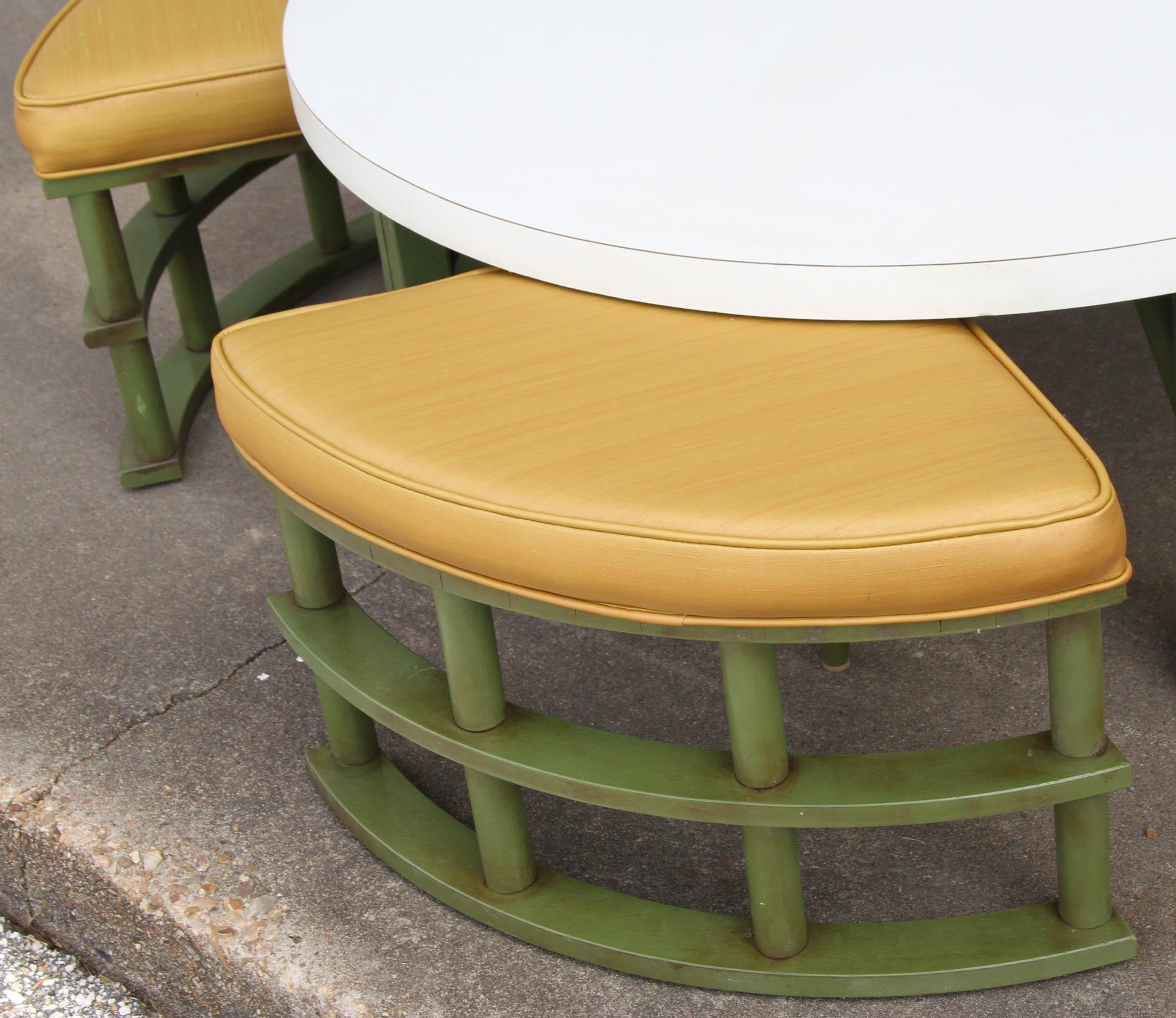 1960s Mid-Century Rattan Adjustable Coffee/Dining Table with Chairs 5