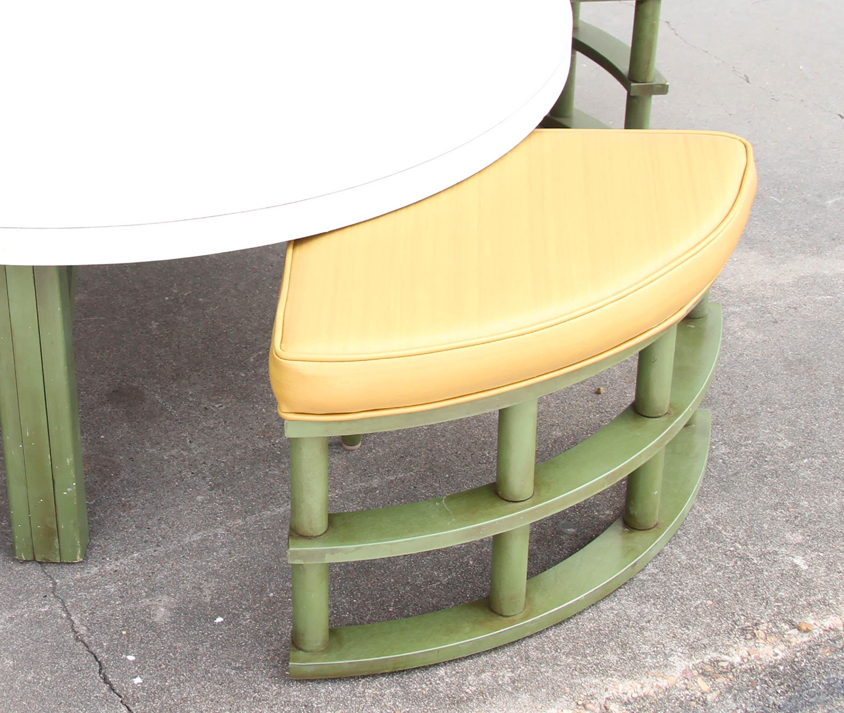 1960s Mid-Century Rattan Adjustable Coffee/Dining Table with Chairs 1