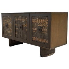 1960s Mid-Century Rattan and Bamboo Credenza