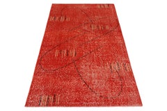 1960s Midcentury Rug Art Deco Style Red & Black Geometric Pattern by Rug & Kilim