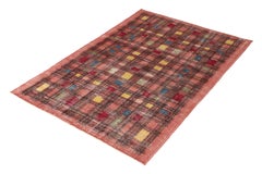 Teppich in Rosa und Schwarz mit geometrischem Vintage-Muster von Teppich & Kelim aus den 1960er Jahren