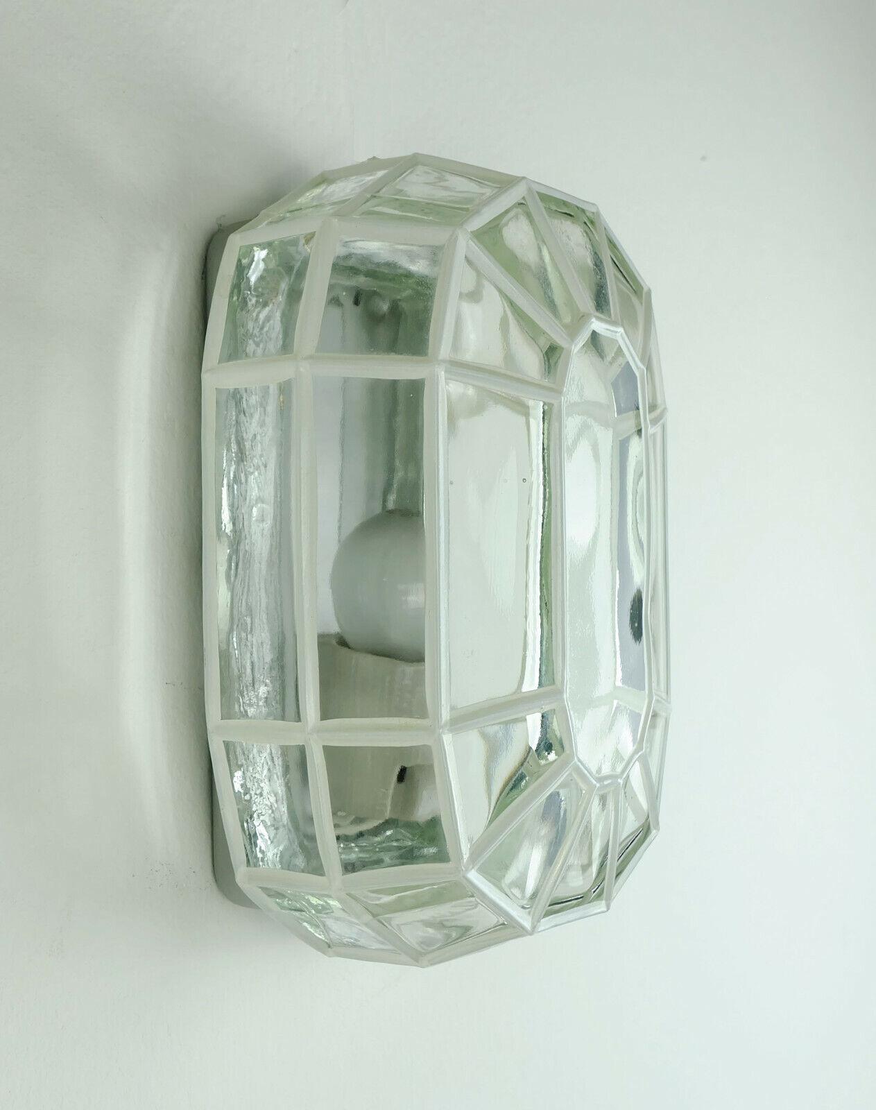 German 1960s Midcentury Sconce Clear Glass Geometric Design Heinrich Popp Leuchten For Sale