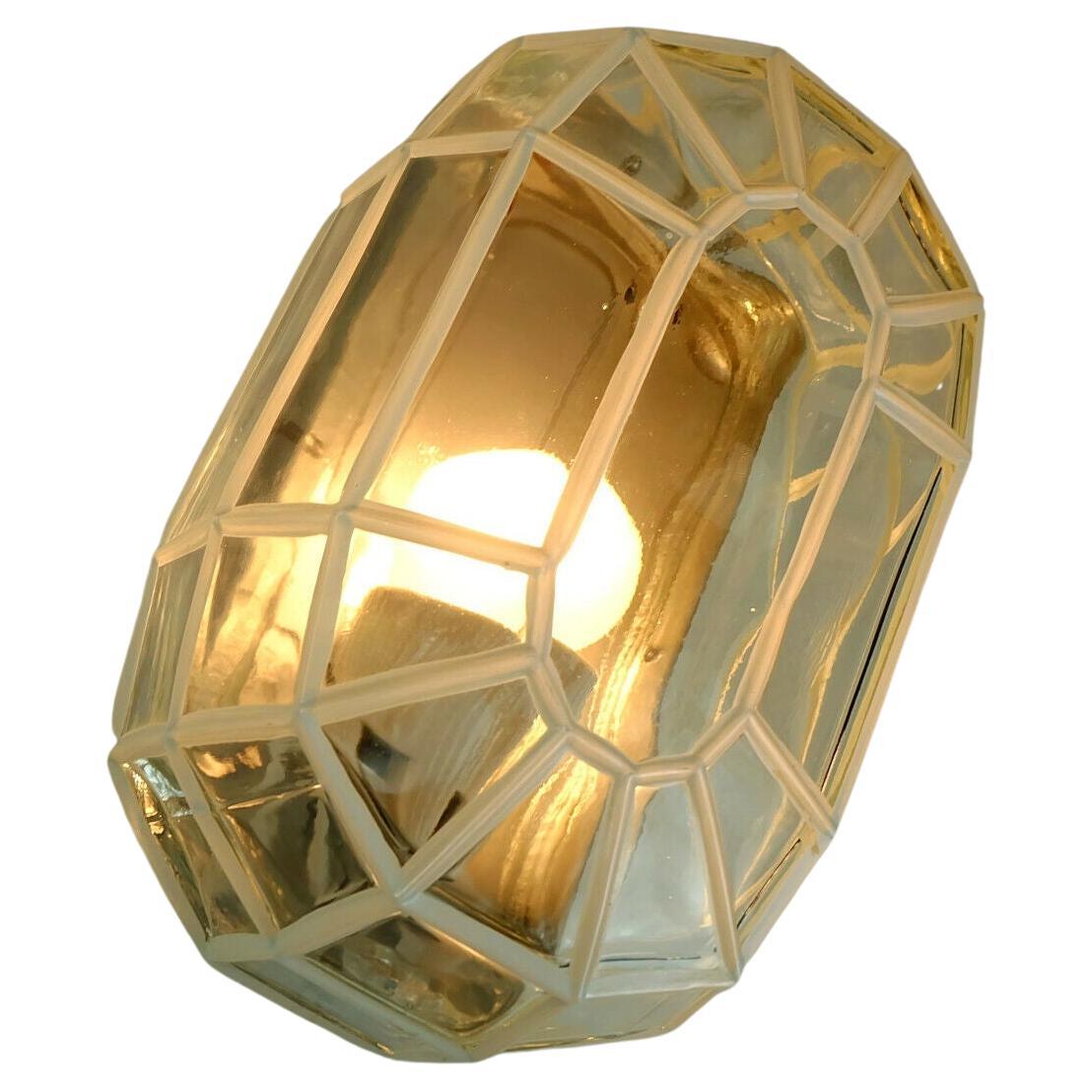 1960s Midcentury Sconce Clear Glass Geometric Design Heinrich Popp Leuchten For Sale