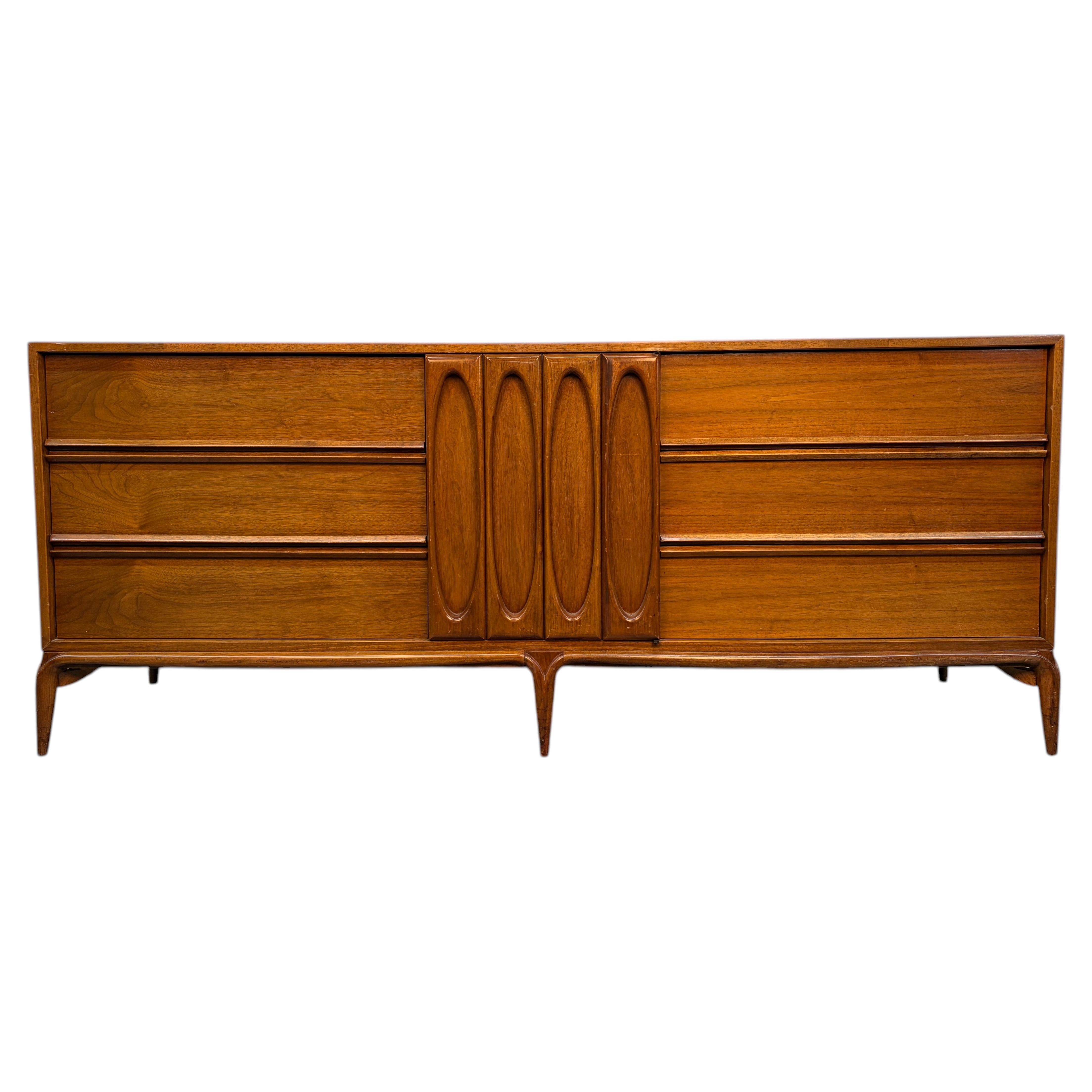 1960s Mid-Century Sculptural Walnut Dresser
