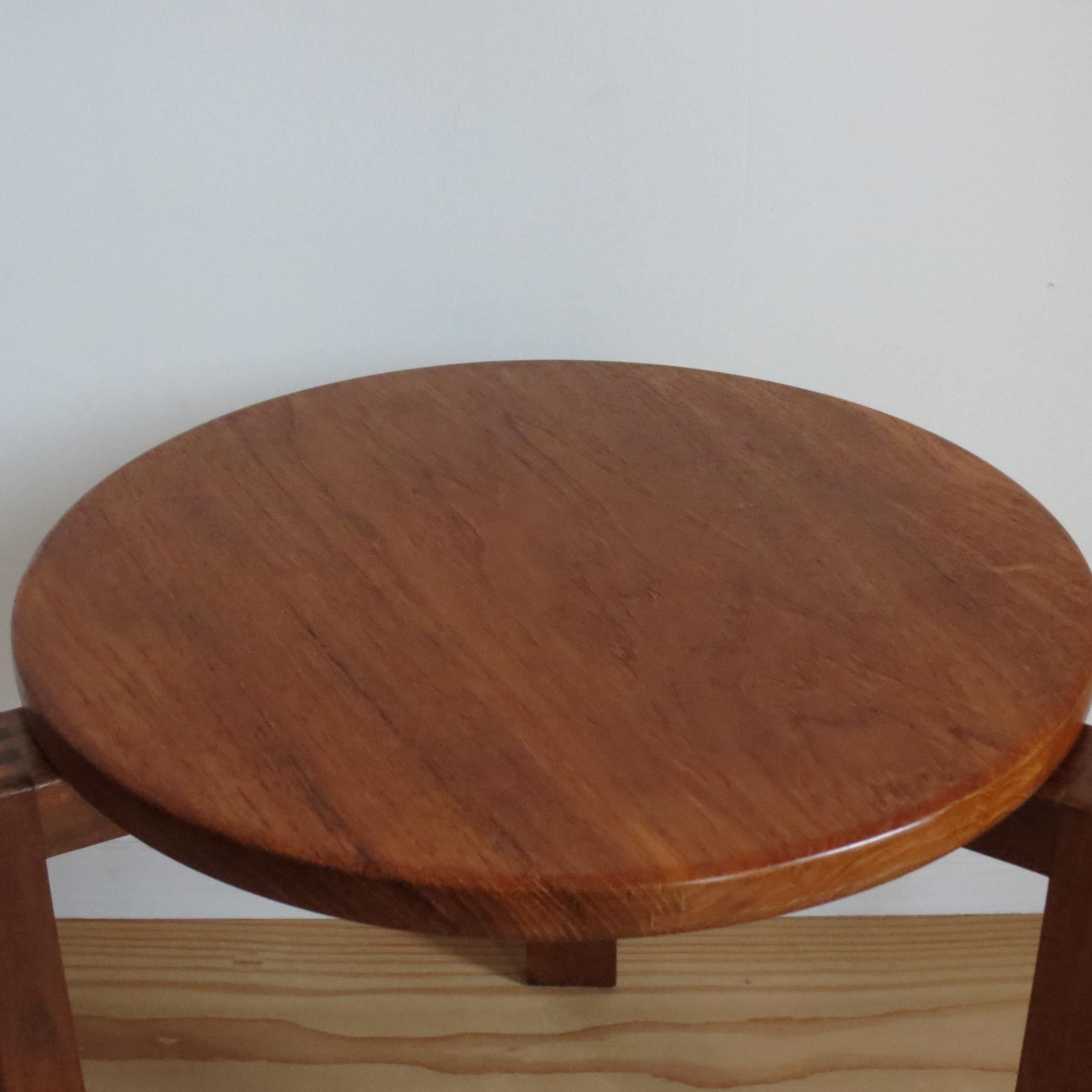 1960s Mid-century Small Circular Three Legged Table in Afromosia and Teak For Sale 5