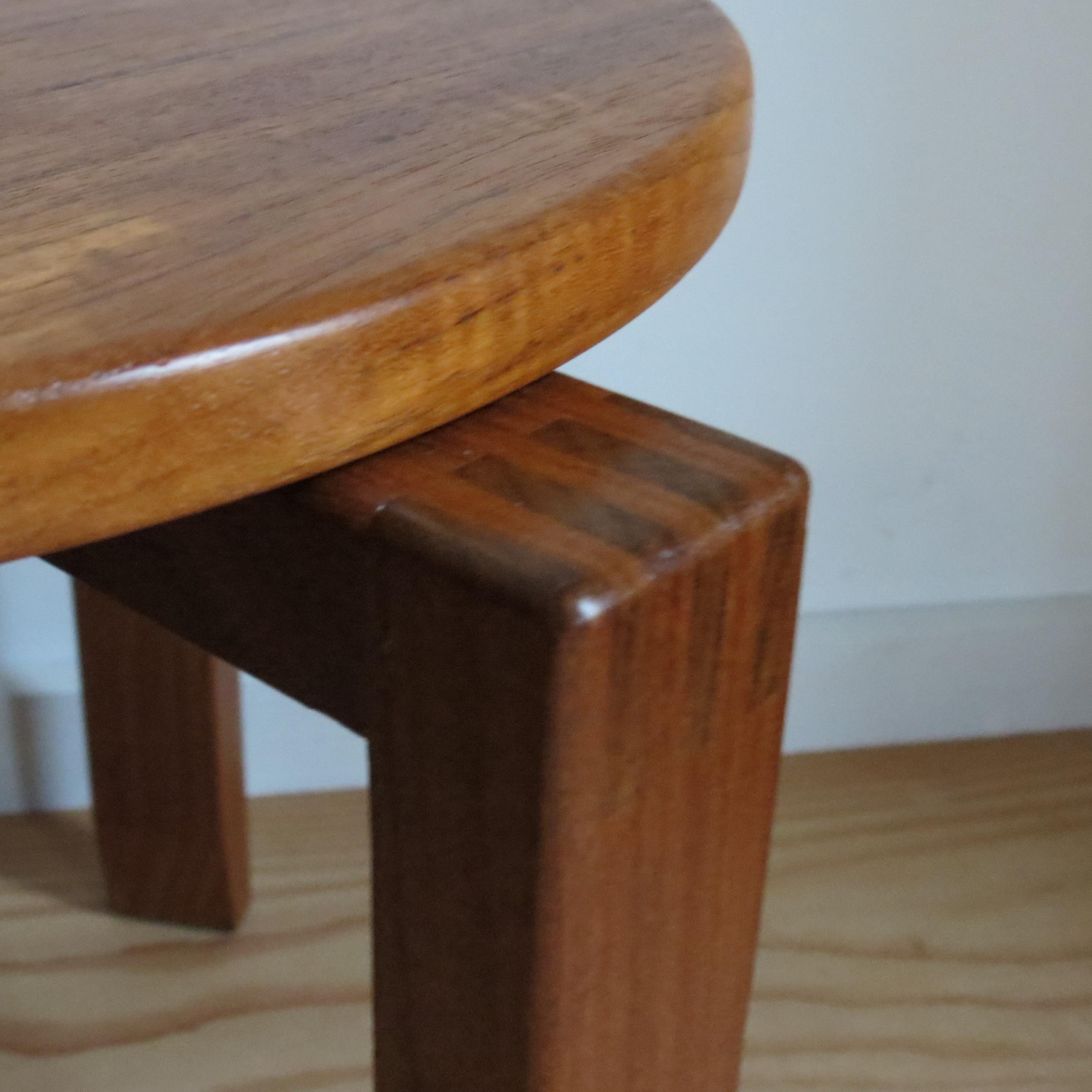 1960s Mid-century Small Circular Three Legged Table in Afromosia and Teak For Sale 6