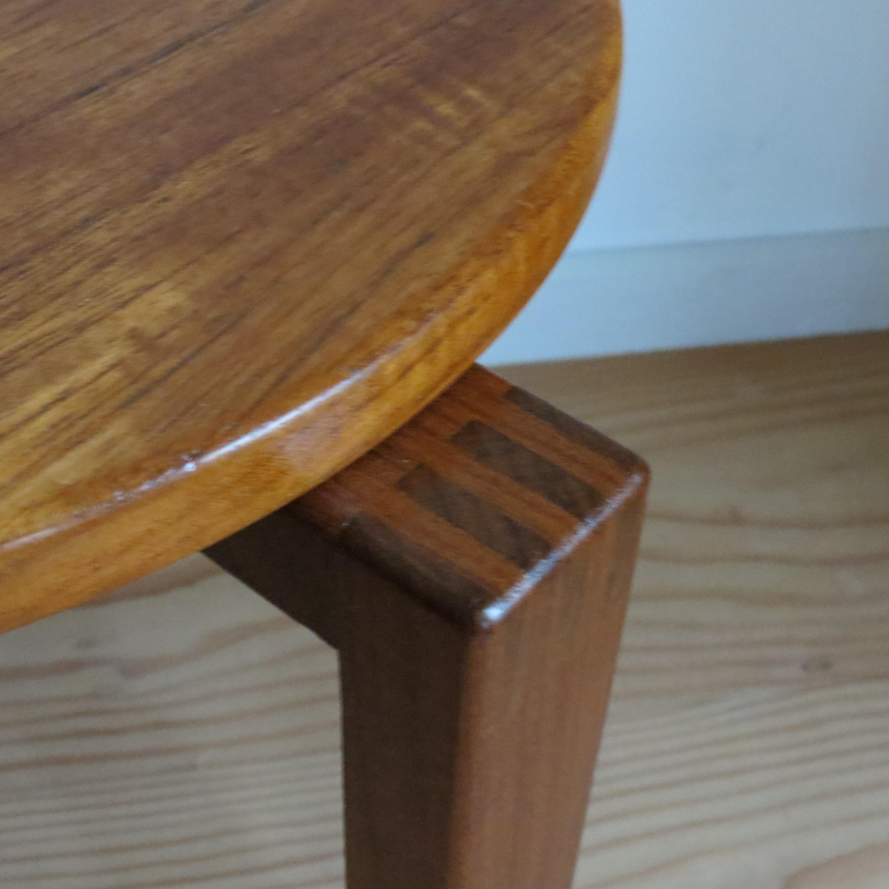 1960s Mid-century Small Circular Three Legged Table in Afromosia and Teak For Sale 7