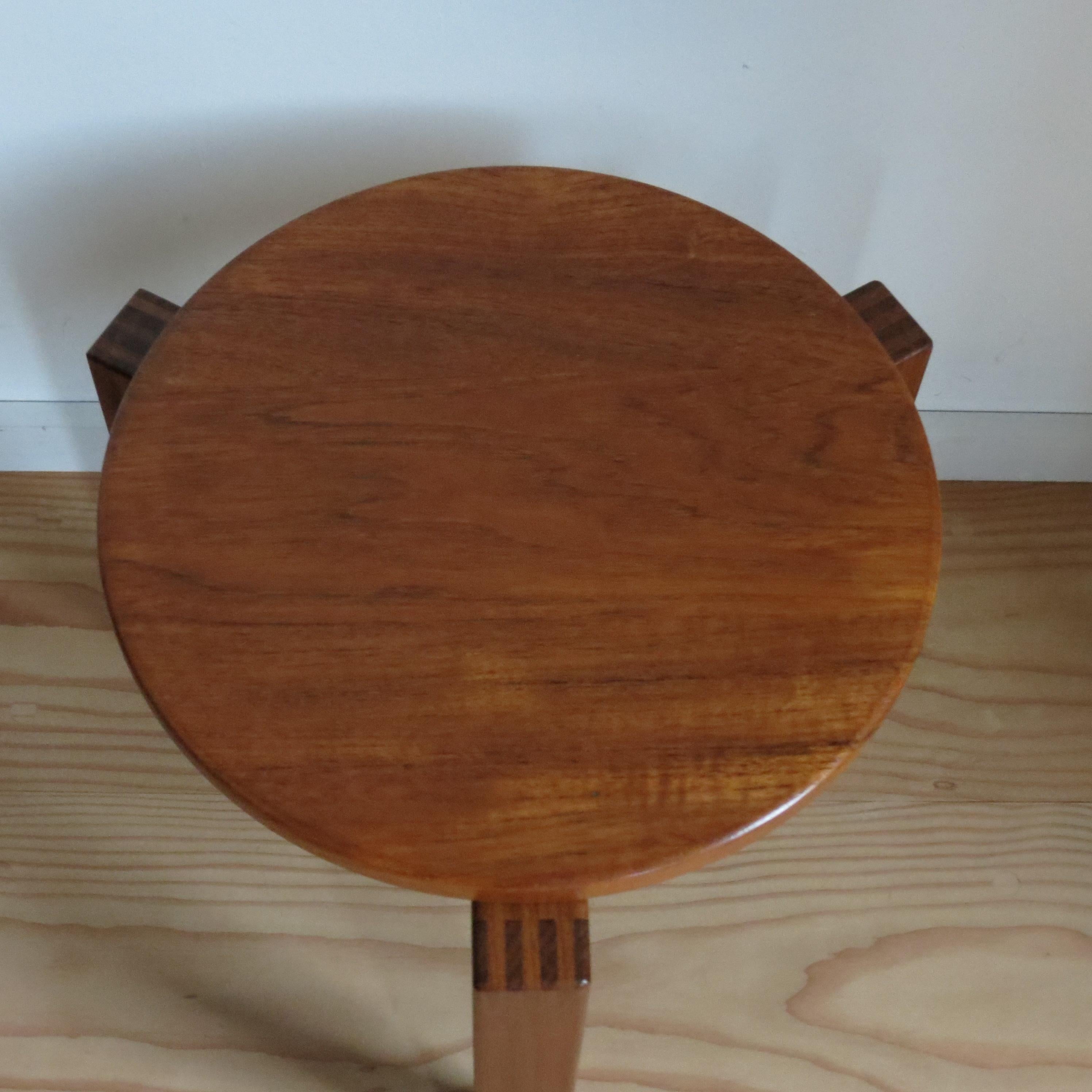 Mid-Century Modern 1960s Mid-century Small Circular Three Legged Table in Afromosia and Teak For Sale