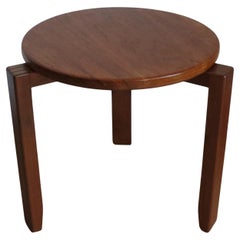 Vintage 1960s Mid-century Small Circular Three Legged Table in Afromosia and Teak