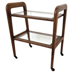 1960s Mid-Century Small Italian Wood and Brass Dry Bar Cabinet Liquor Cart