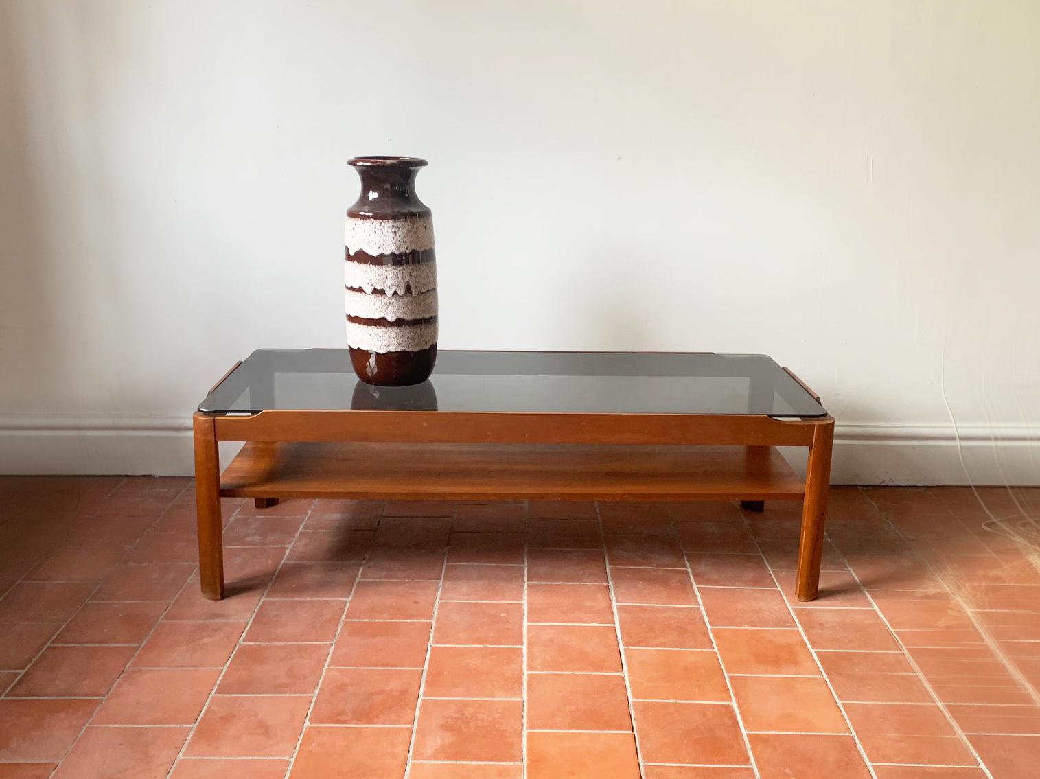 British 1960’s mid century solid teak coffee table by Myer For Sale