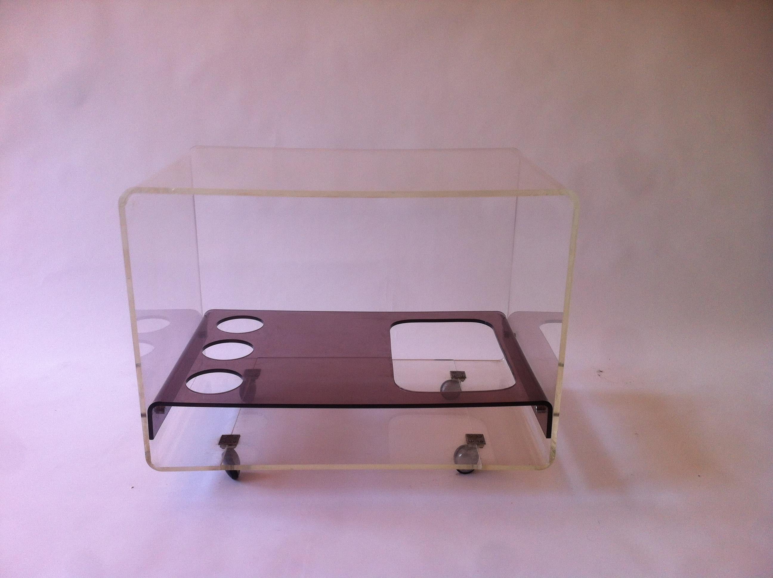 Spanish 1960s, Midcentury Space Age Lucite Bar Cart For Sale
