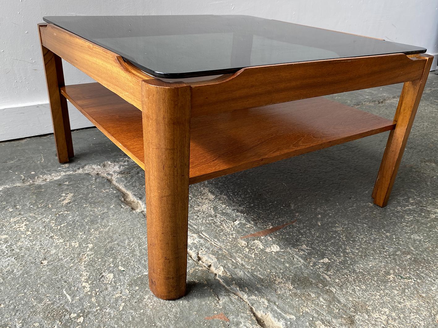 Mid-Century Modern 1960’s mid century square solid teak coffee table by Myer