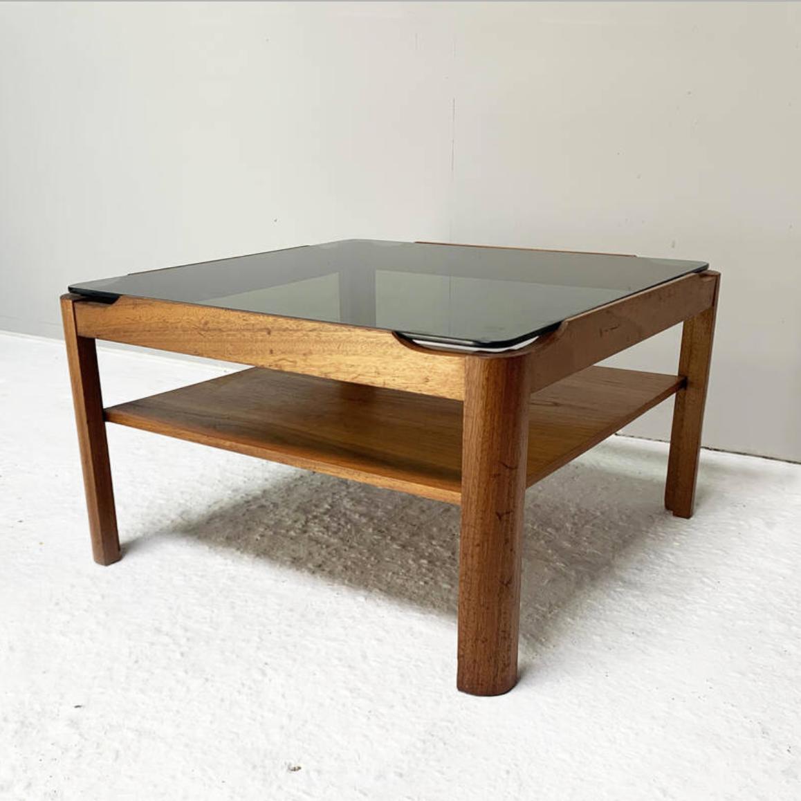 1960’s mid century square solid teak coffee table by Myer In Good Condition In London, GB