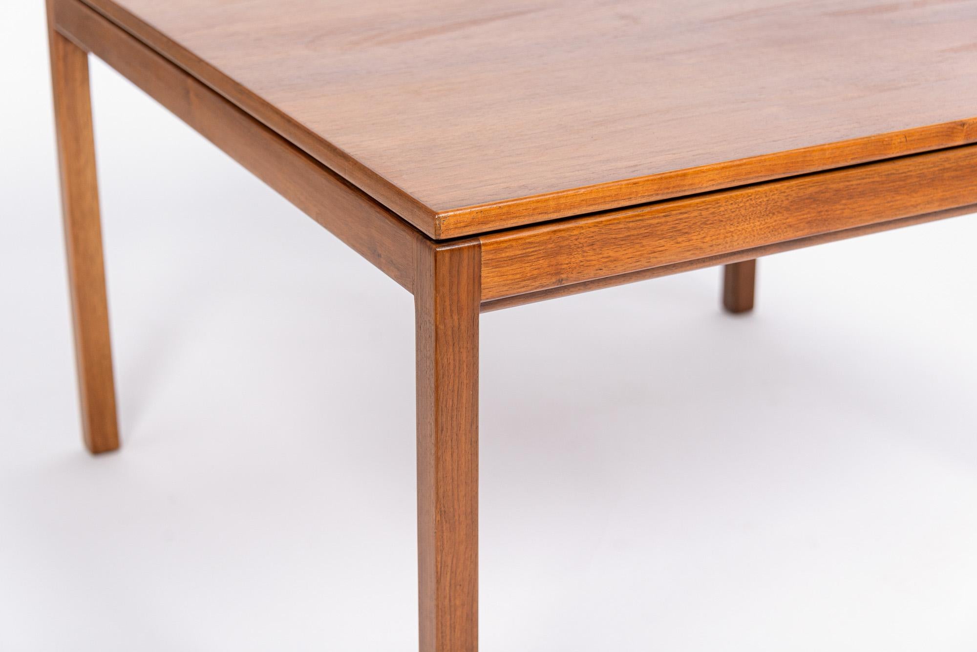 1960s Mid Century Square Walnut Wood Coffee Table by Jens Risom 1