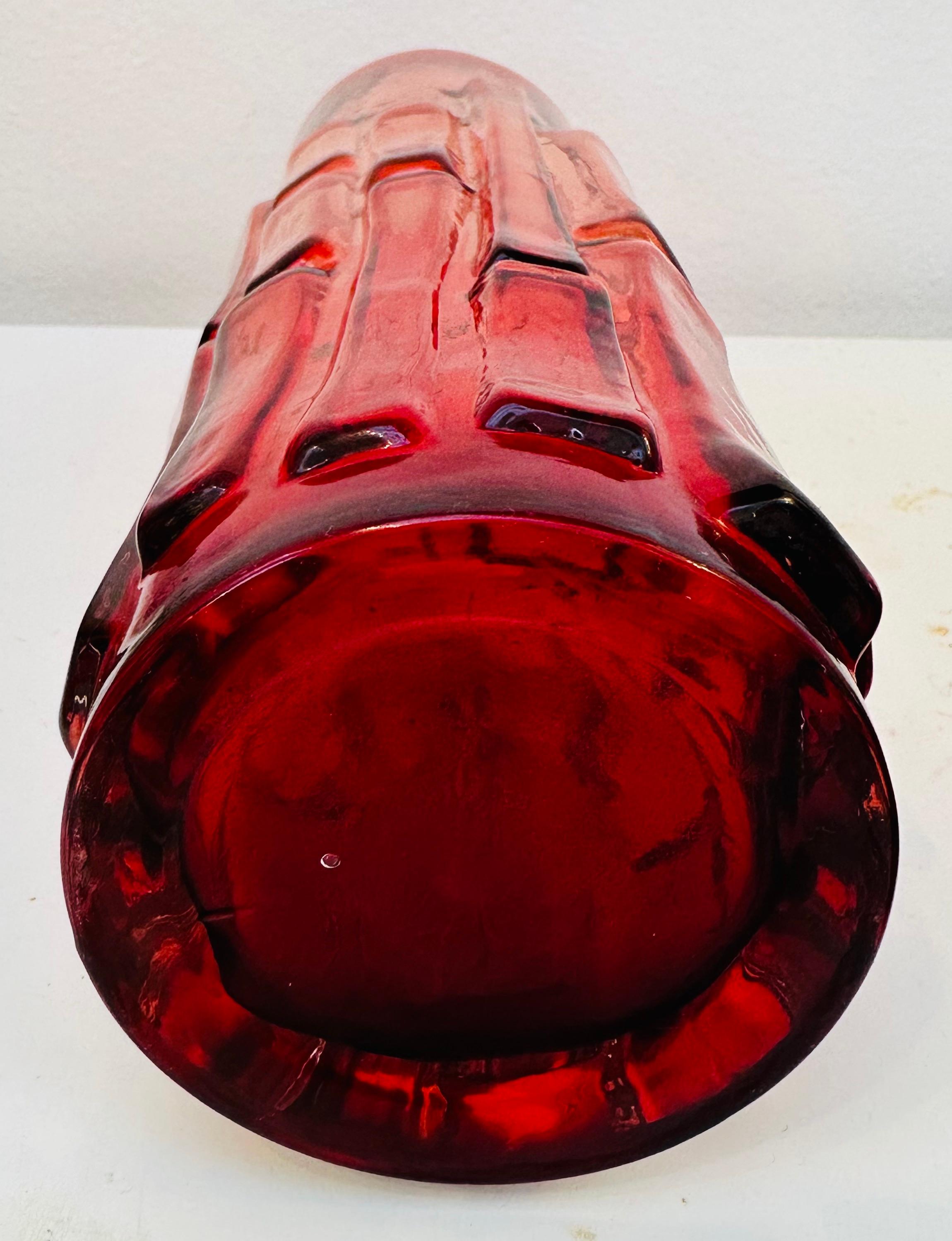 1960s Mid Century Swedish 'Bark' Bo Borgstrom for Aseda Glasbruk Ruby Red Vase 10