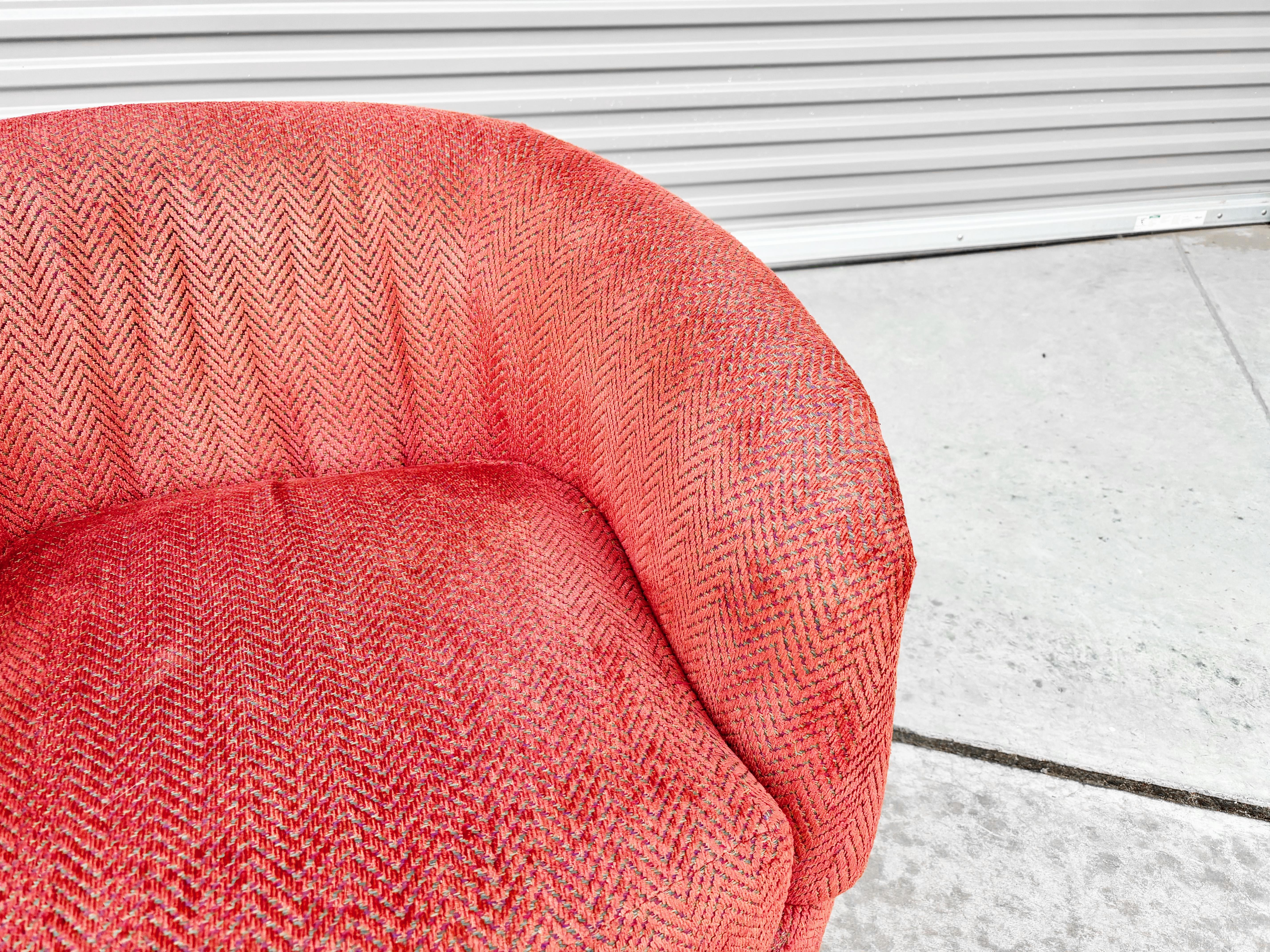 1960s Mid Century Swivel Barrel Chairs Styled After Milo Baughman- Set of 2 in vendita 5