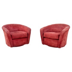 Vintage 1960s Mid Century Swivel Lounge Chairs- Set of 2