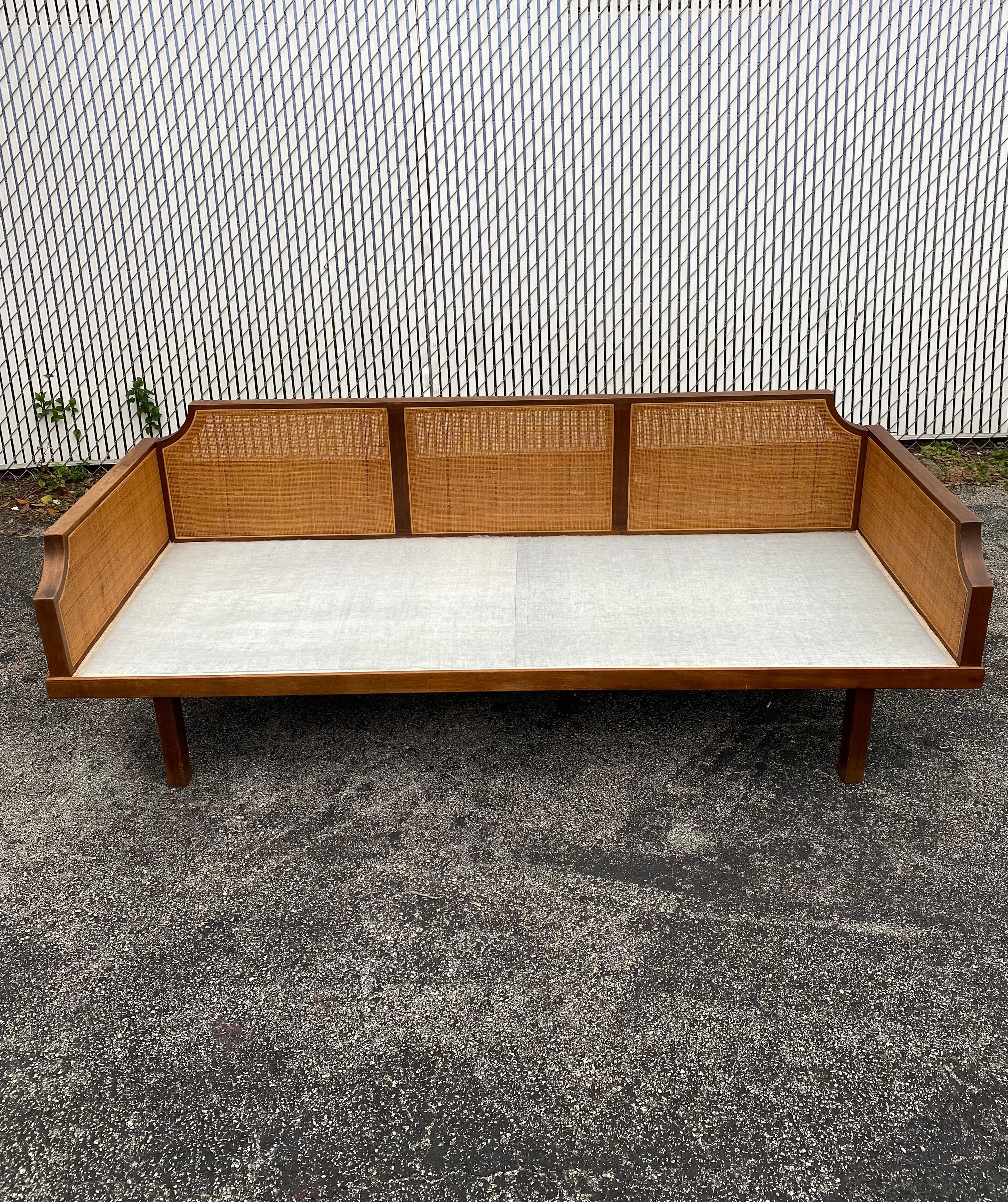 1960s Mid-Century Teak Cane Sofa or Daybed 2