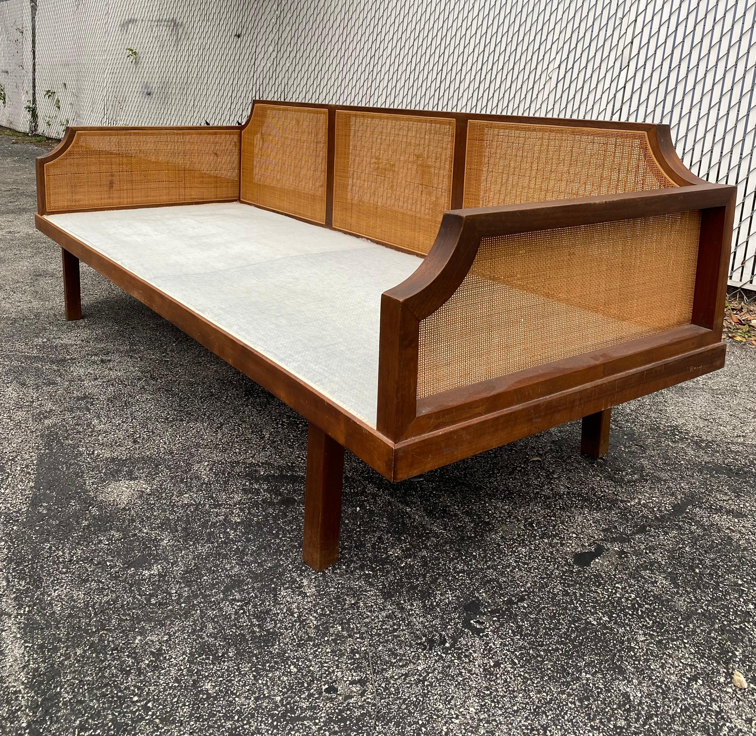 1960s Mid-Century Teak Cane Sofa or Daybed 3