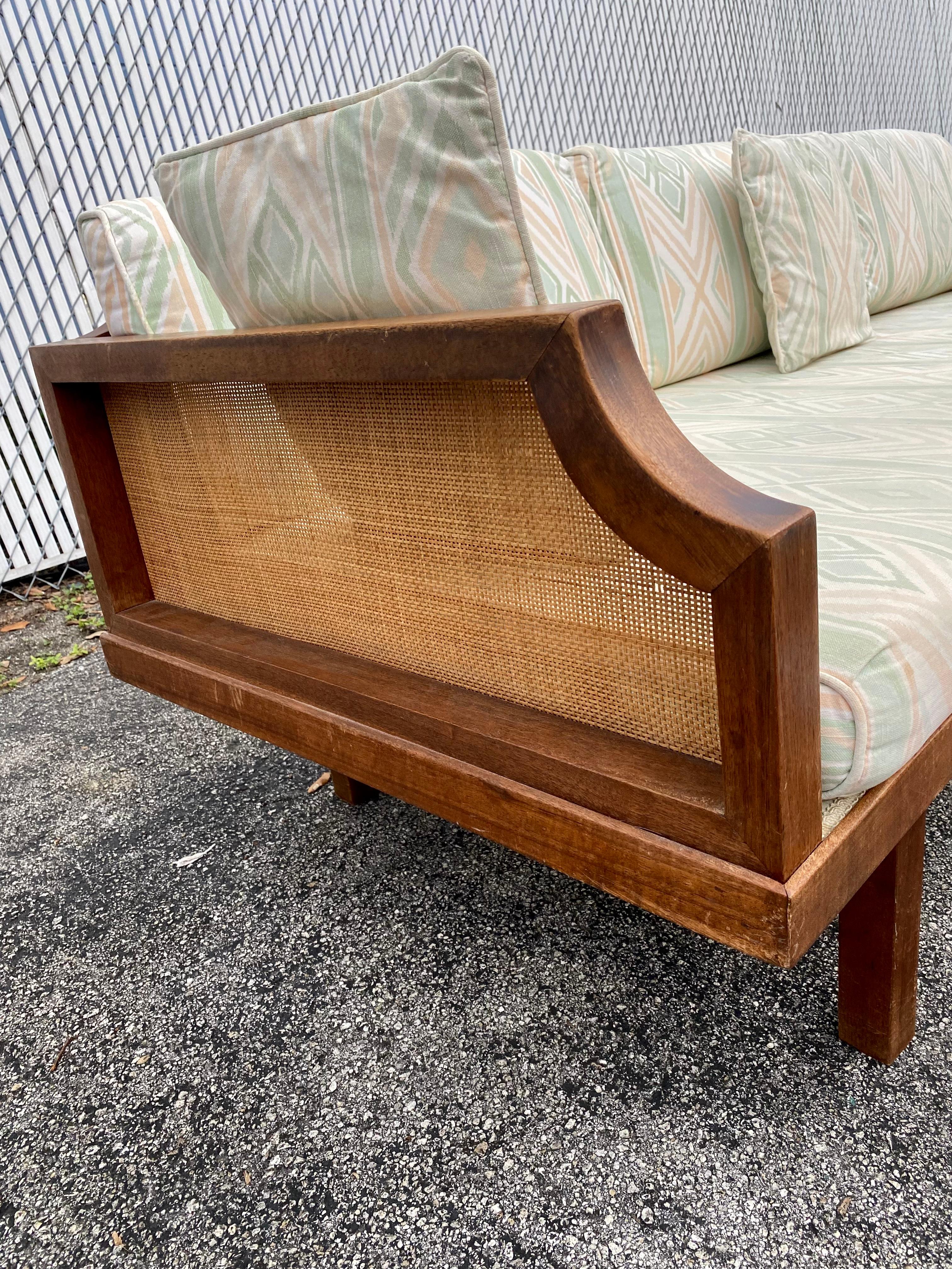 1960s Mid-Century Teak Cane Sofa or Daybed 4