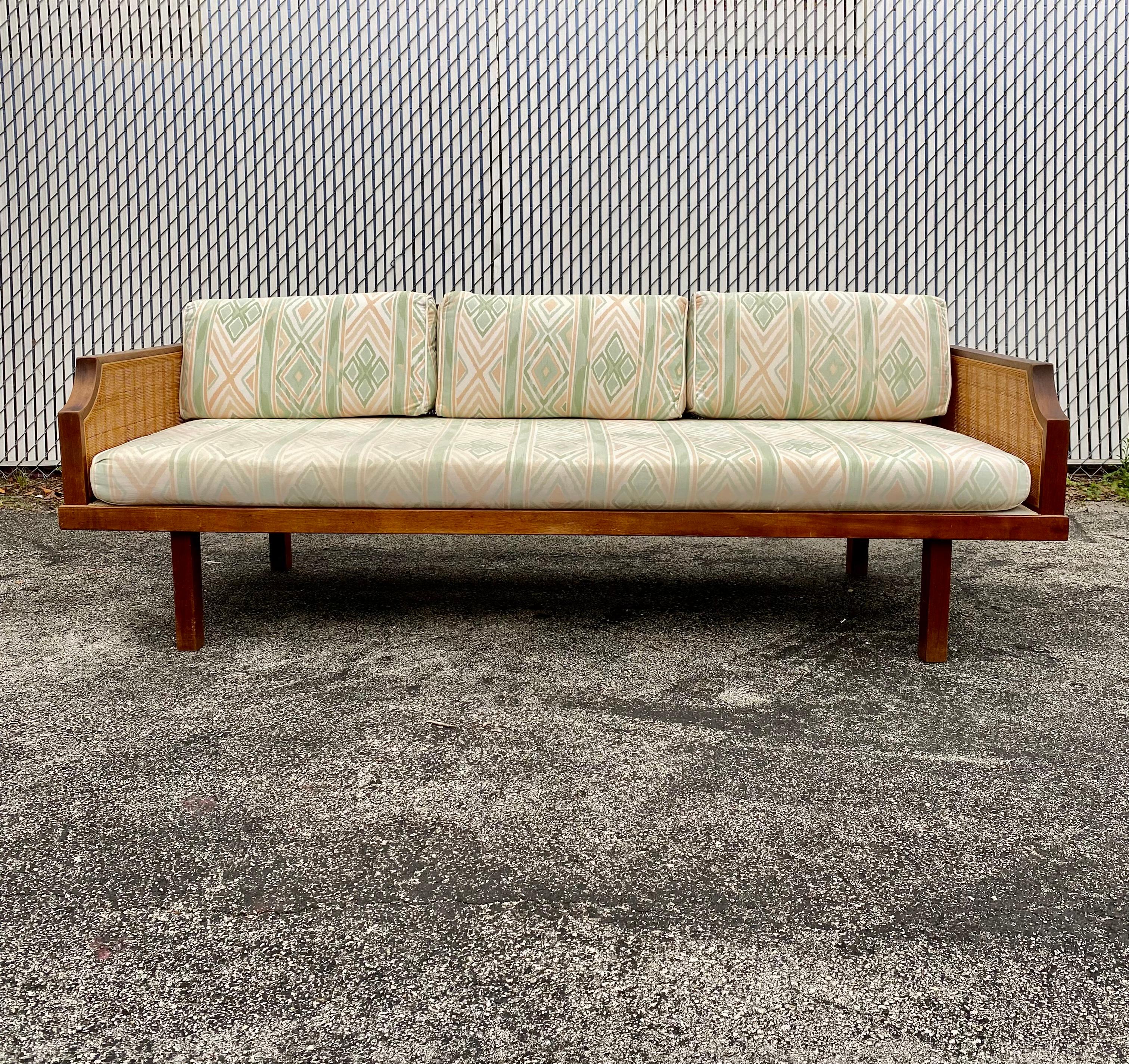Mid-Century Modern 1960s Mid-Century Teak Cane Sofa or Daybed