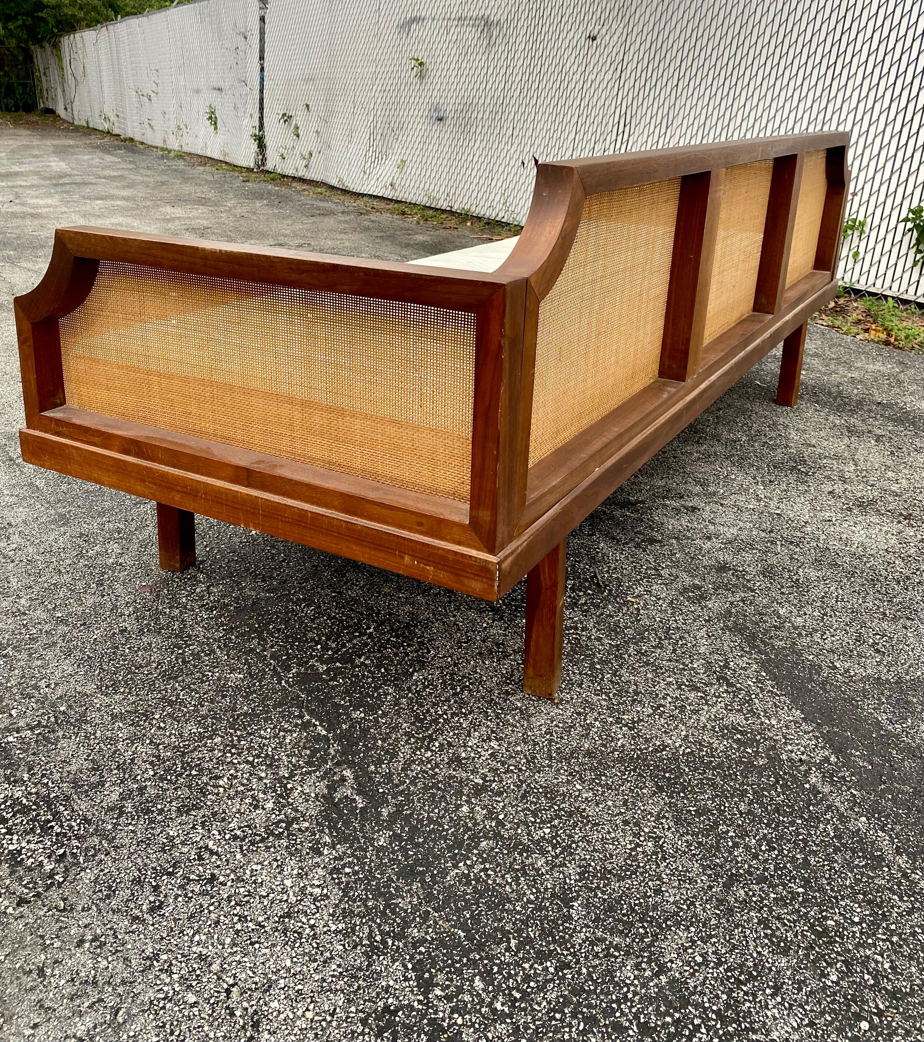 1960s Mid-Century Teak Cane Sofa or Daybed 1