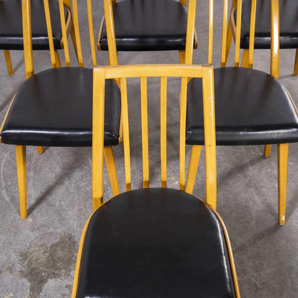 1960's Mid Century Upholstered Dining Chairs by Interier Praha, Set of Six For Sale 5