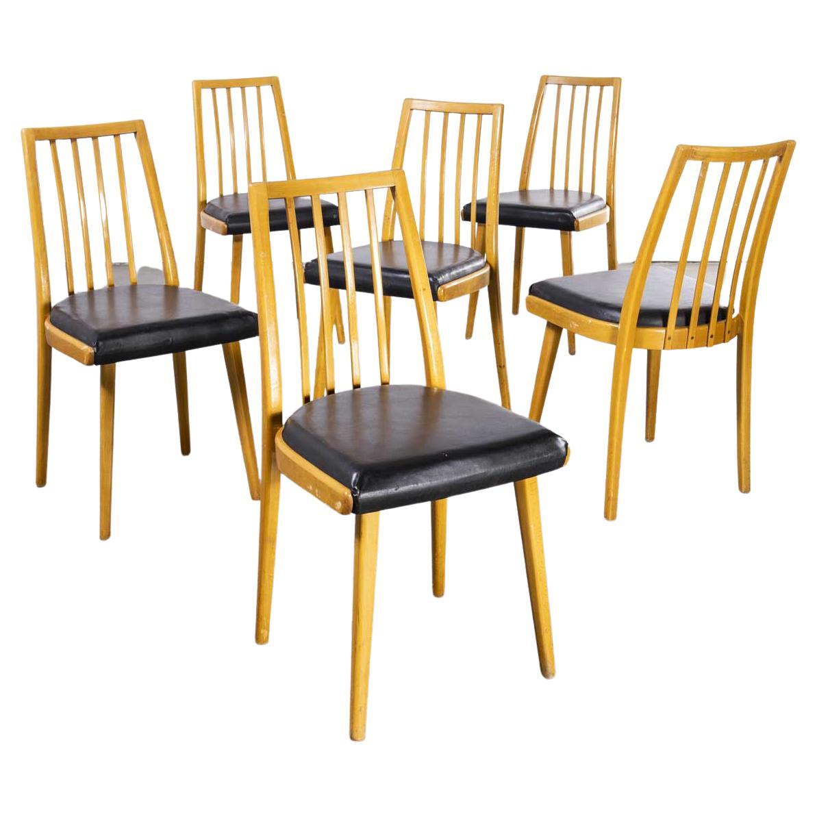 1960's Mid Century Upholstered Dining Chairs by Interier Praha, Set of Six For Sale