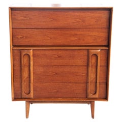 1960er Jahre Mid Century Vintage Lane Burlwood + Walnuss 5 Schublade Dresser