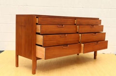 1960s Mid Century Walnut 8 Drawer Dresser by Mount Airy Janus Collection