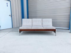 1960s Mid Century Walnut and Aluminum Sofa