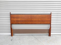 1960s Mid Century Walnut and Chrome Cali King Headboard