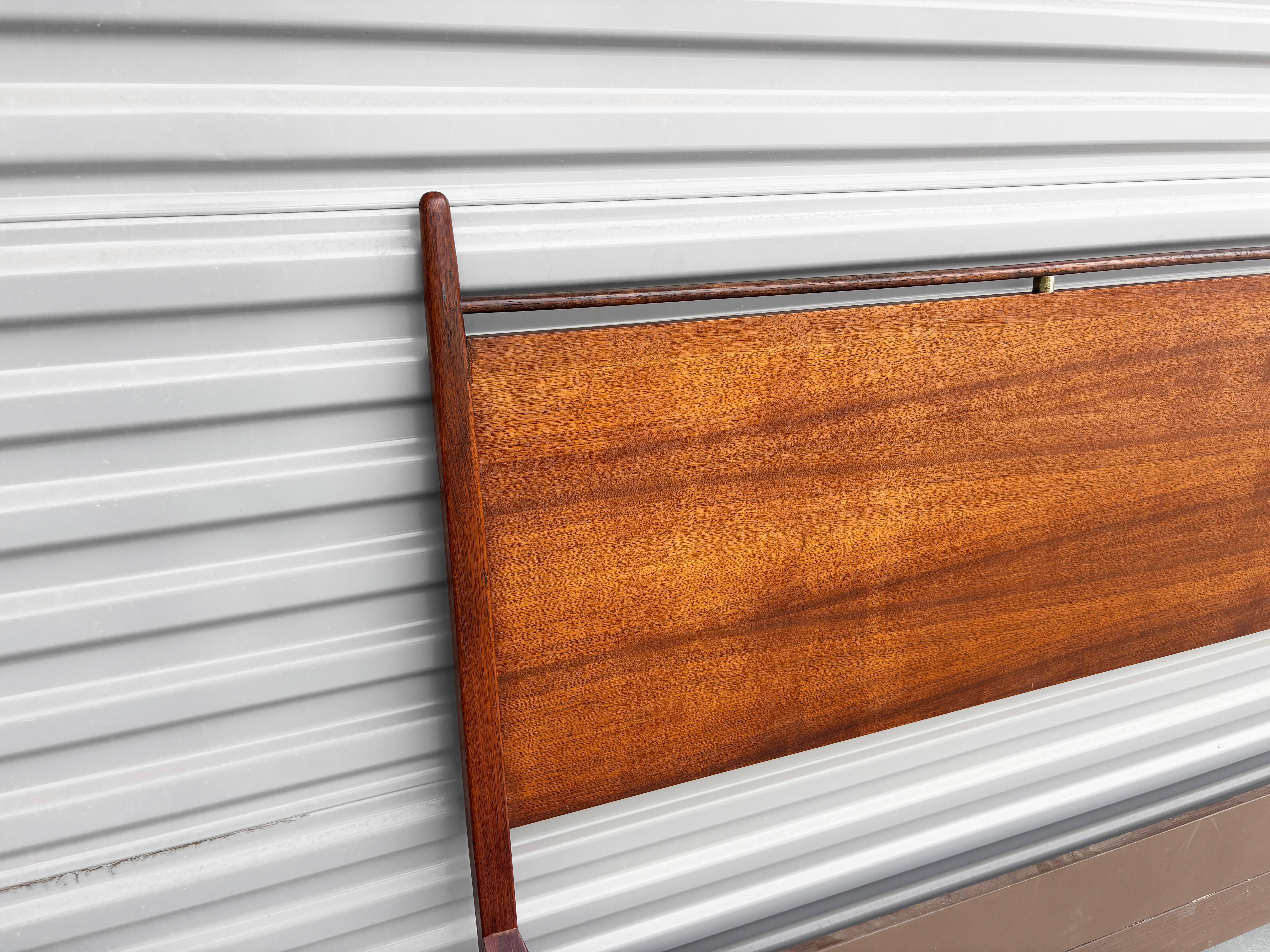 Mid-Century Modern 1960s Mid Century Walnut and Chrome Cali King Headboard For Sale