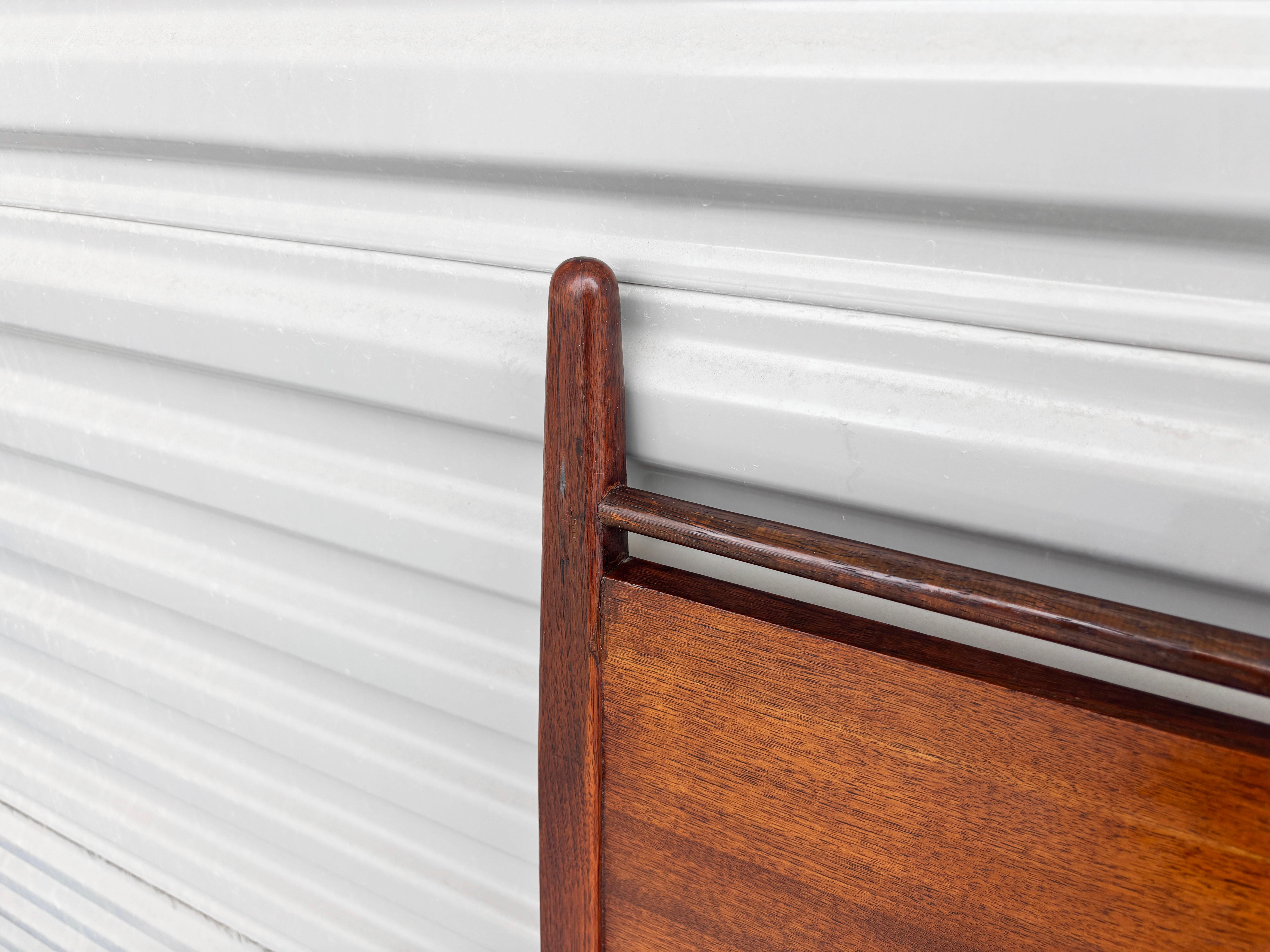 American 1960s Mid Century Walnut and Chrome Cali King Headboard For Sale
