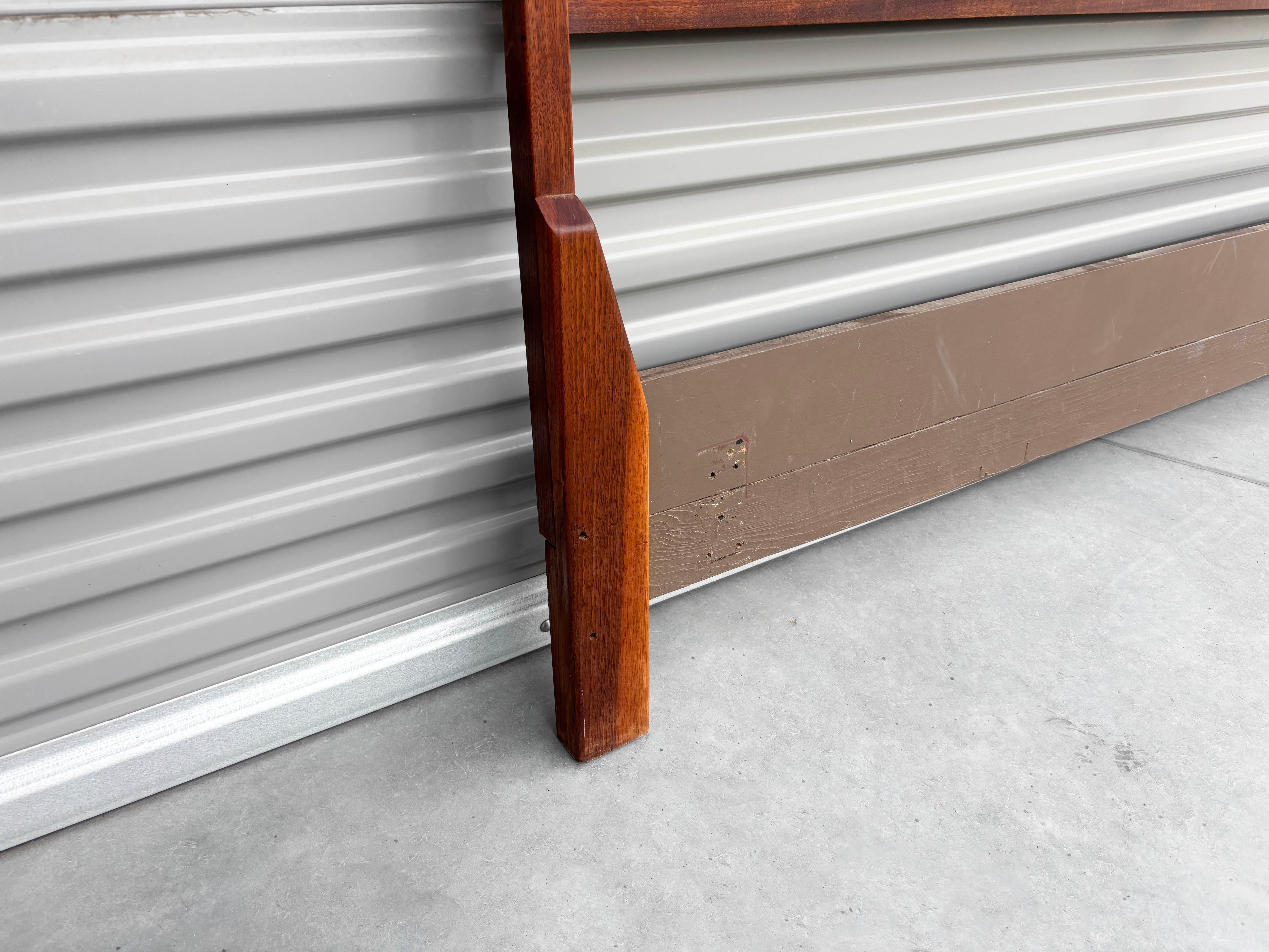 1960s Mid Century Walnut and Chrome Cali King Headboard In Good Condition For Sale In North Hollywood, CA