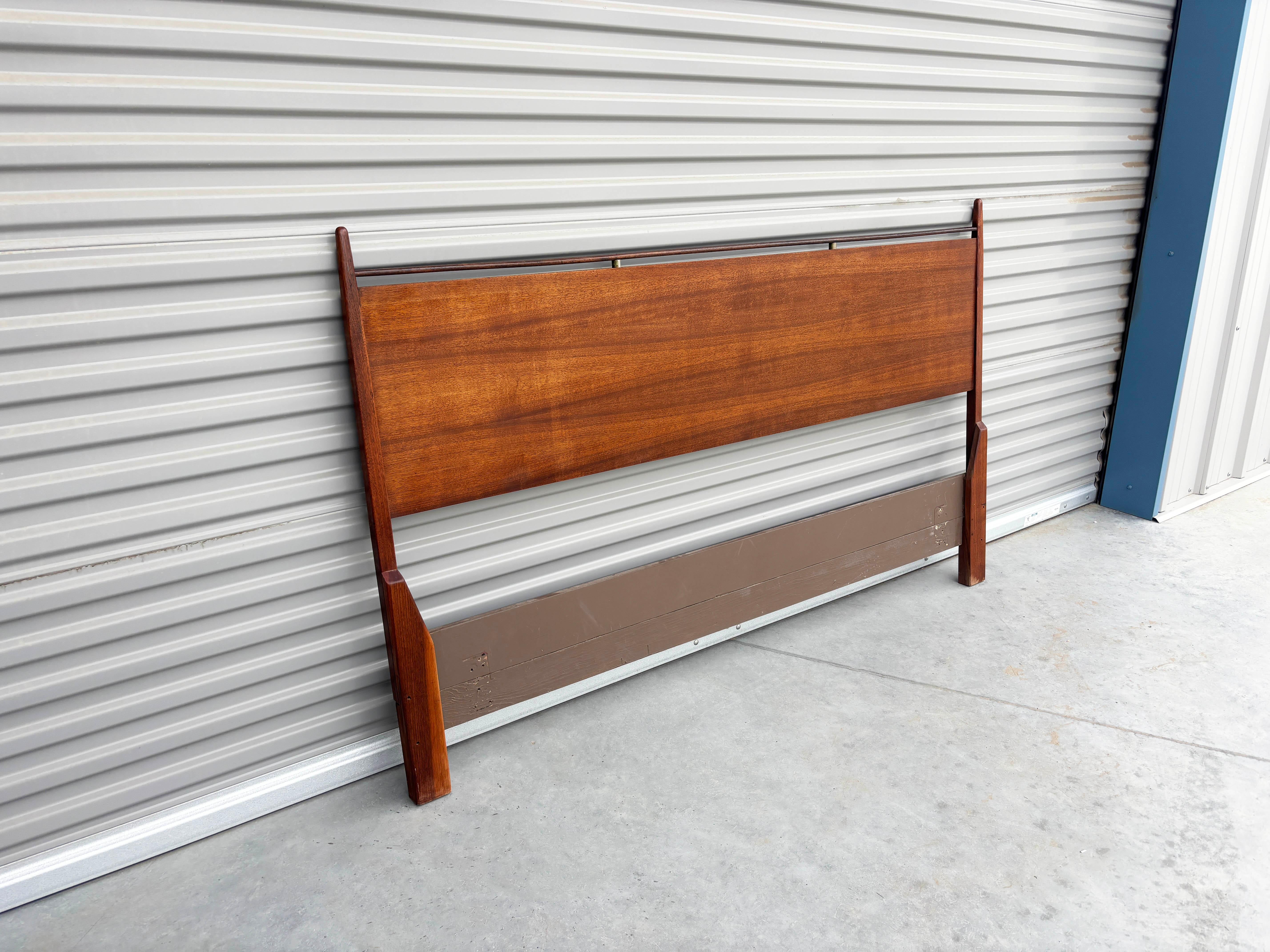 Mid-20th Century 1960s Mid Century Walnut and Chrome Cali King Headboard For Sale