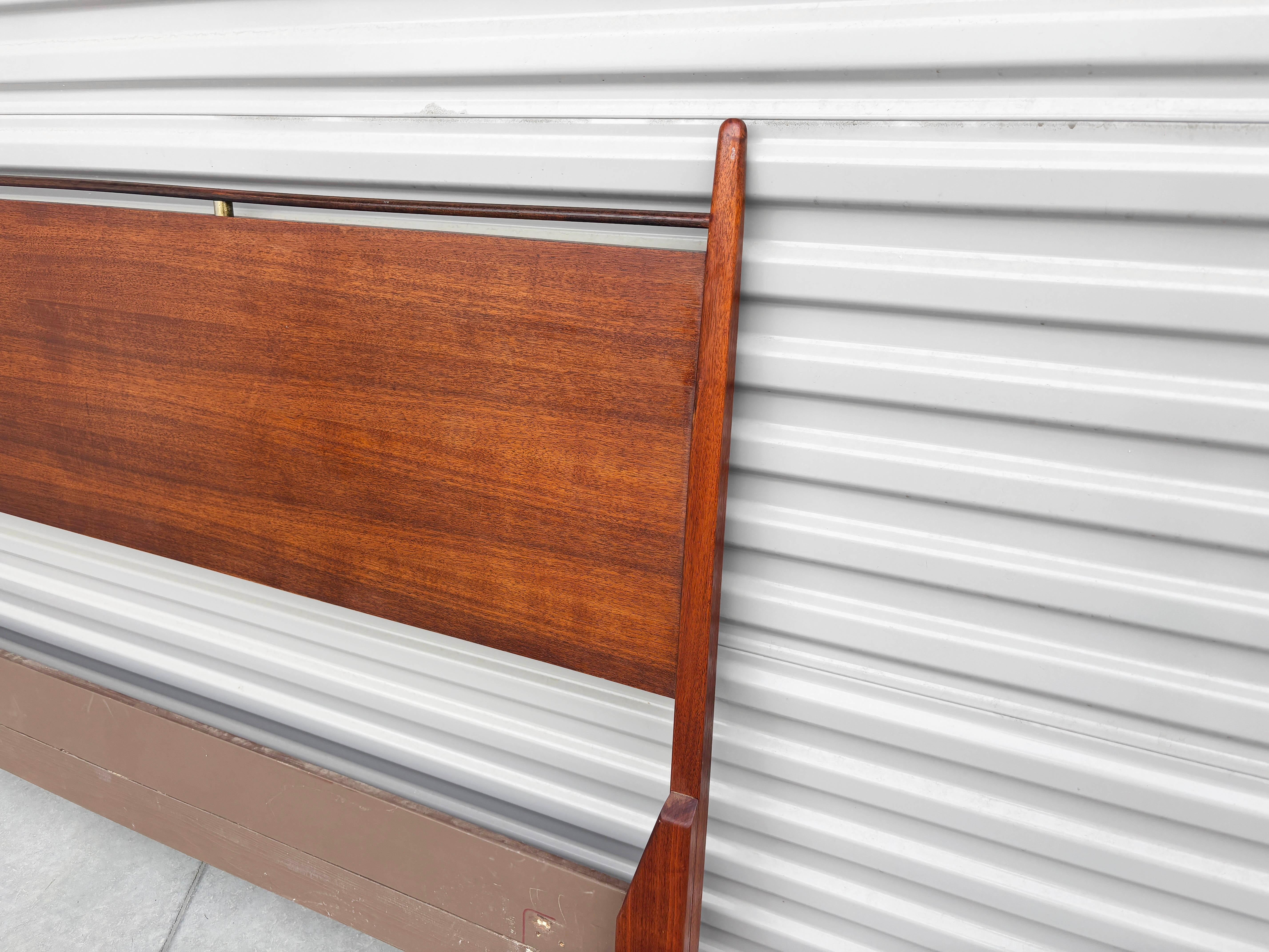 1960s Mid Century Walnut and Chrome Cali King Headboard For Sale 3