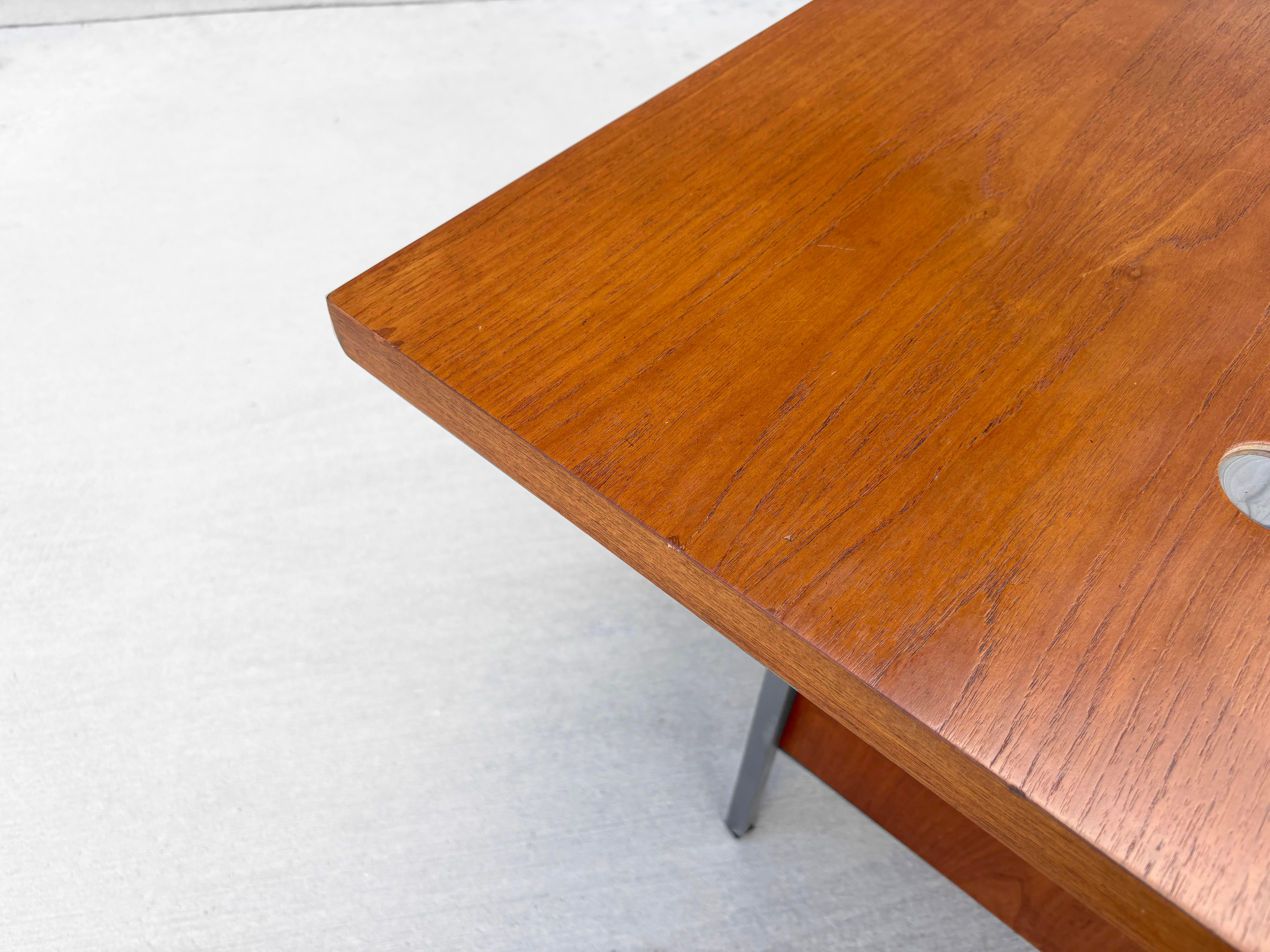 1960s Mid Century Walnut and Chrome Executive Desk by Florence Knoll For Sale 9