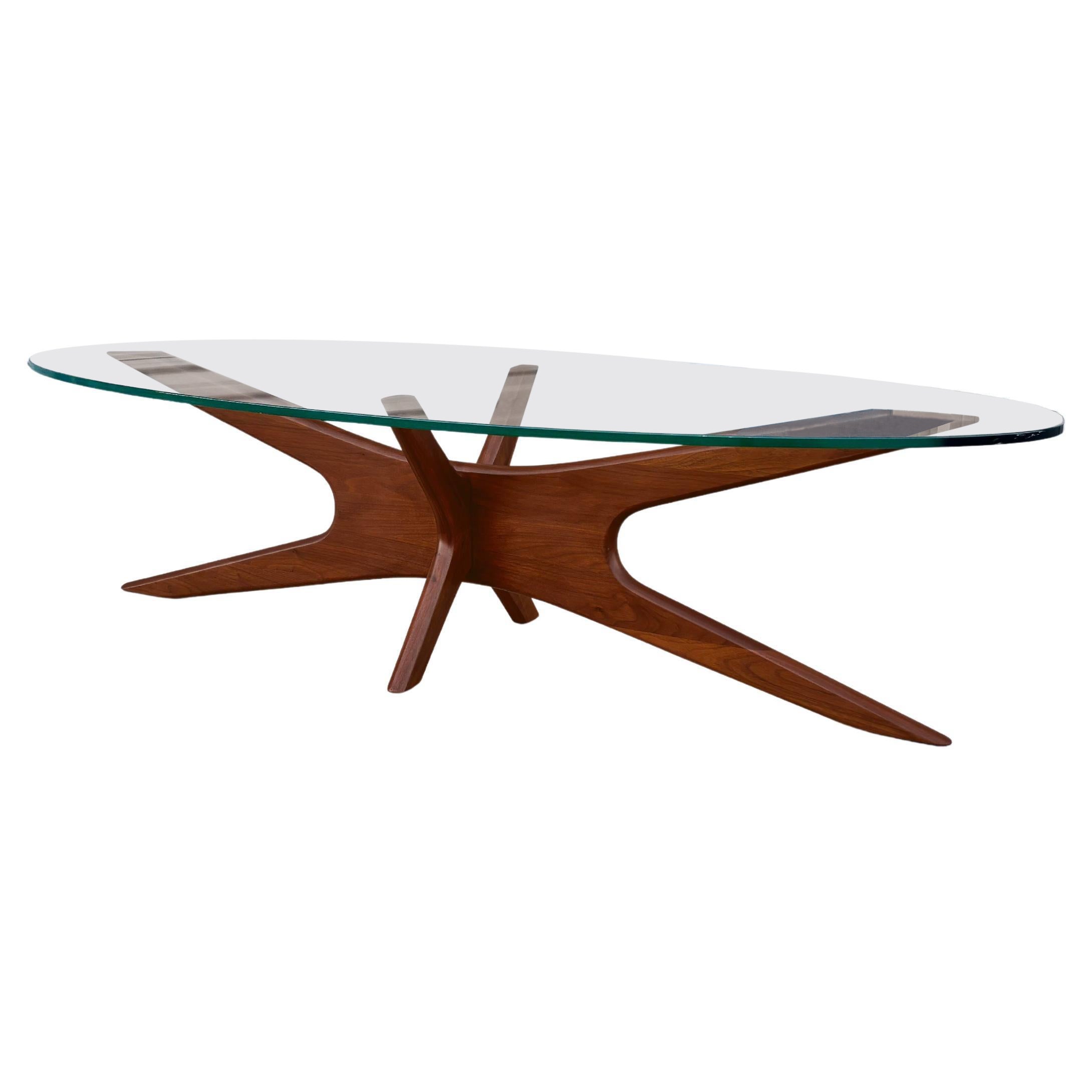 1960s Mid-Century Walnut and Glass "Jacks" Coffee Table by Adrian Pearsall